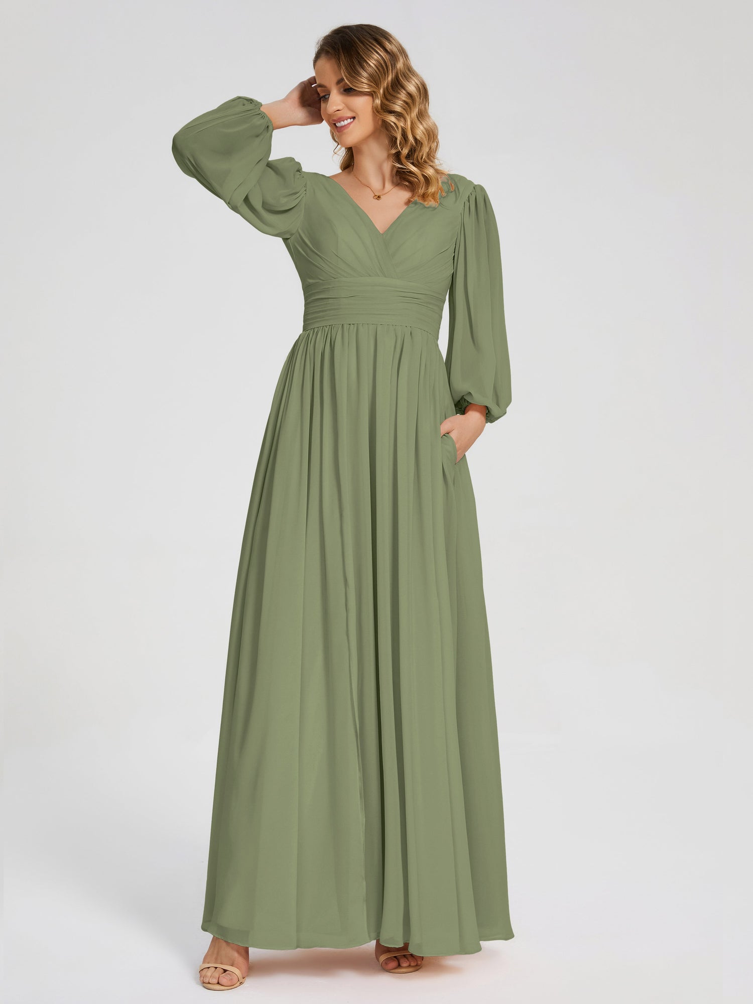 A-Line/Princess Strapless Long Sleeves Split Side Wedding Dresses main image 1