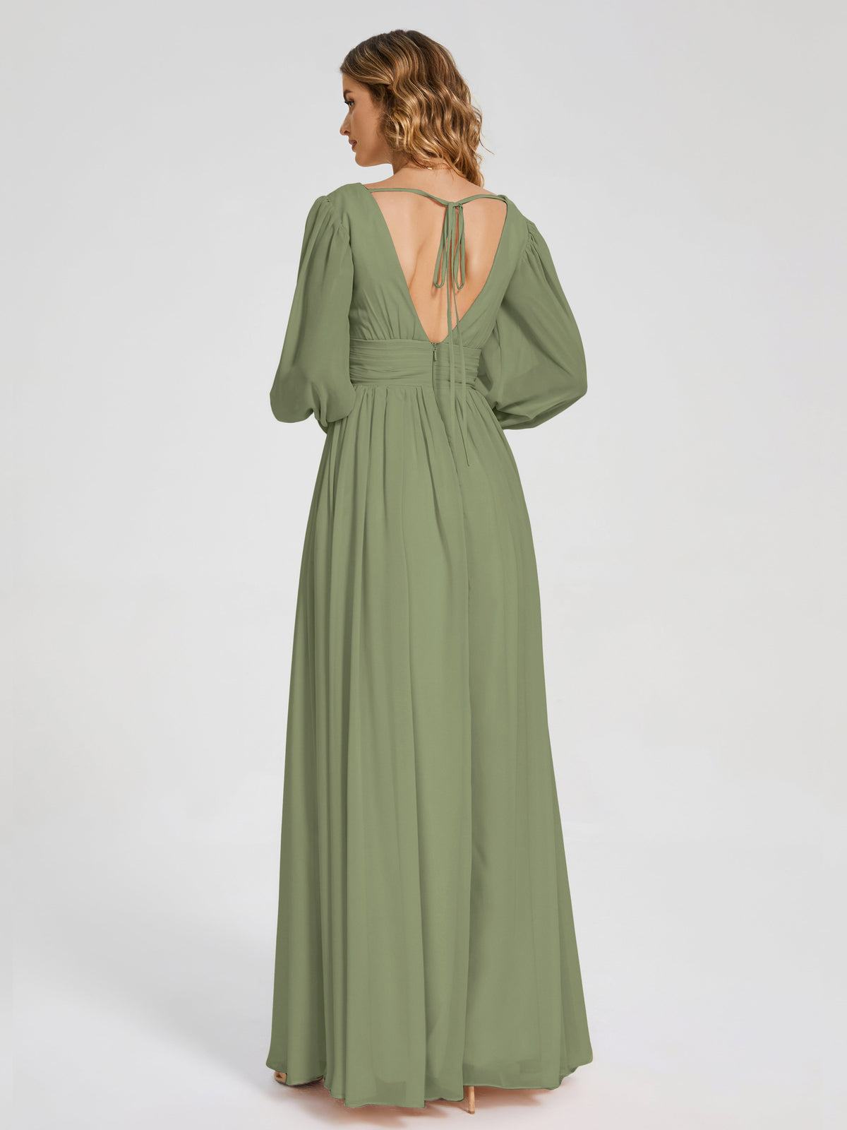Journey Long Sleeves Split Chiffon Bridesmaid Dresses