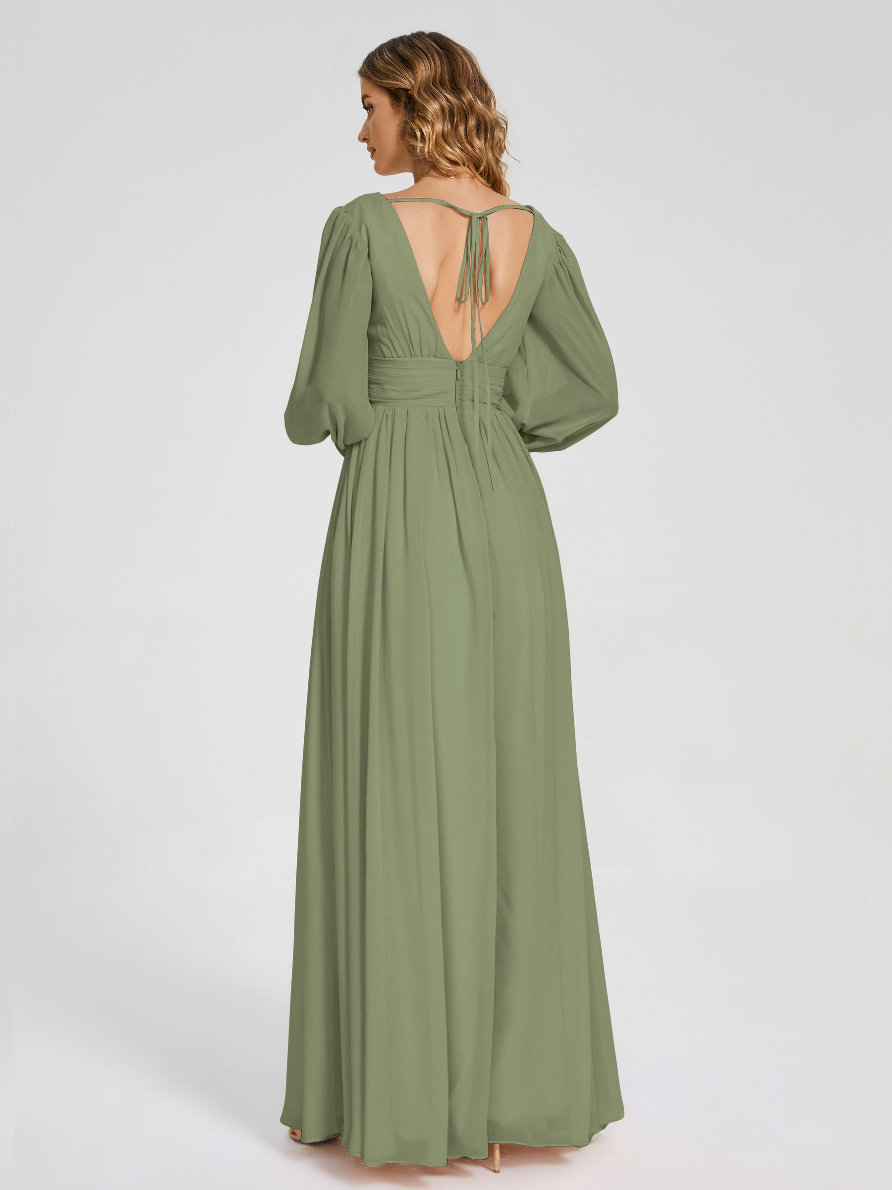 Journey Long Sleeves Split Chiffon Bridesmaid Dresses