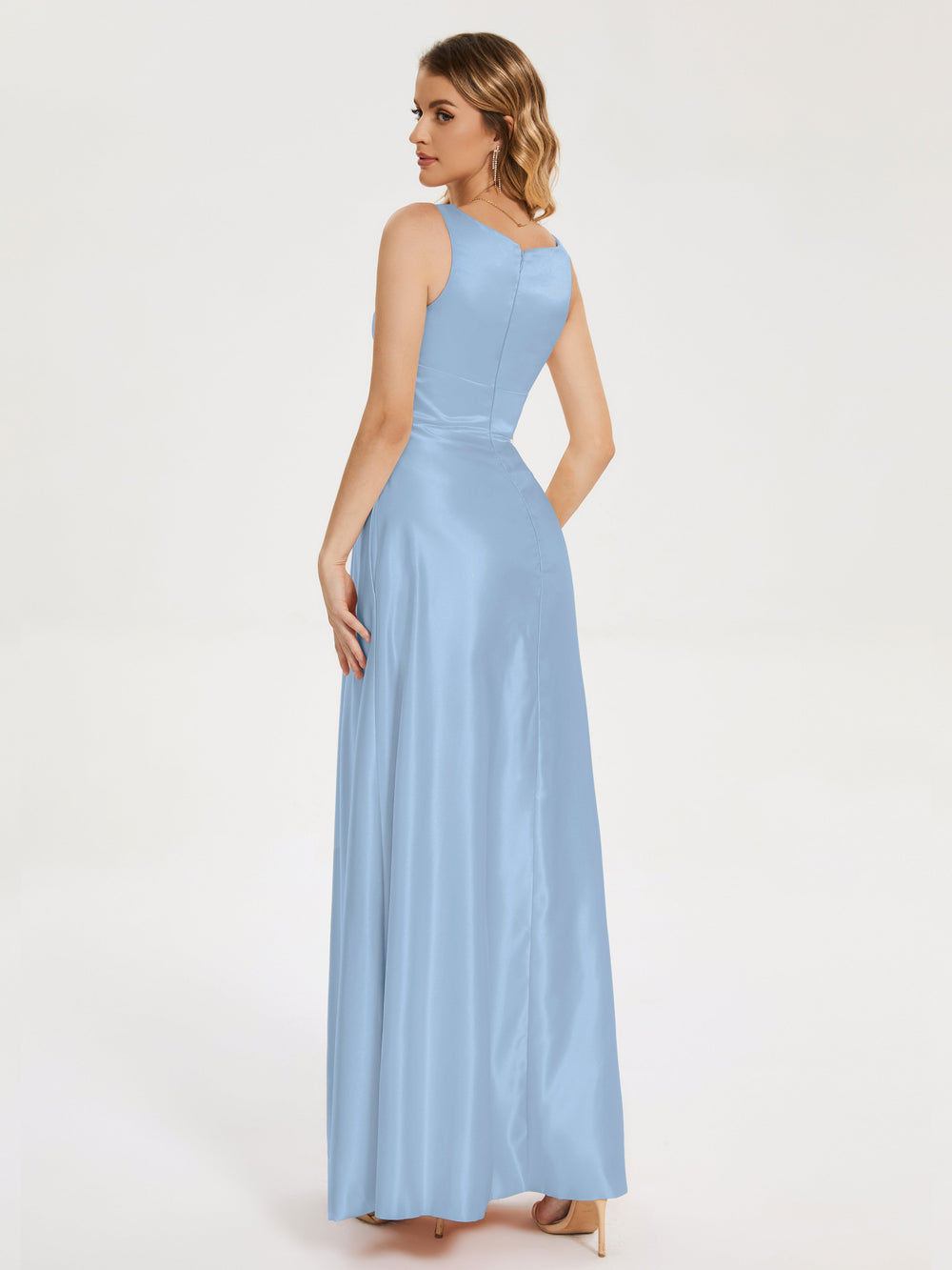 2022 Beteau A Line Satin Prom Dresses With Applique Floor Length main image 1
