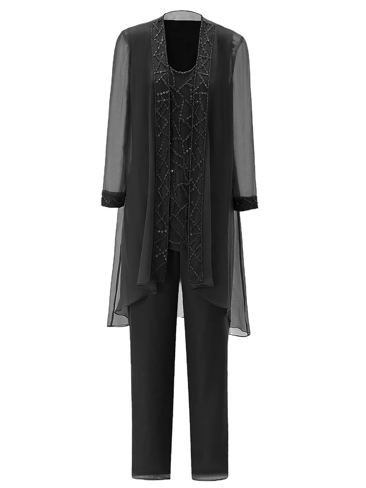 Cicinia Pleats Chiffon Black Mother Of The Bride Dress Plus Size Long Floor Length A-line