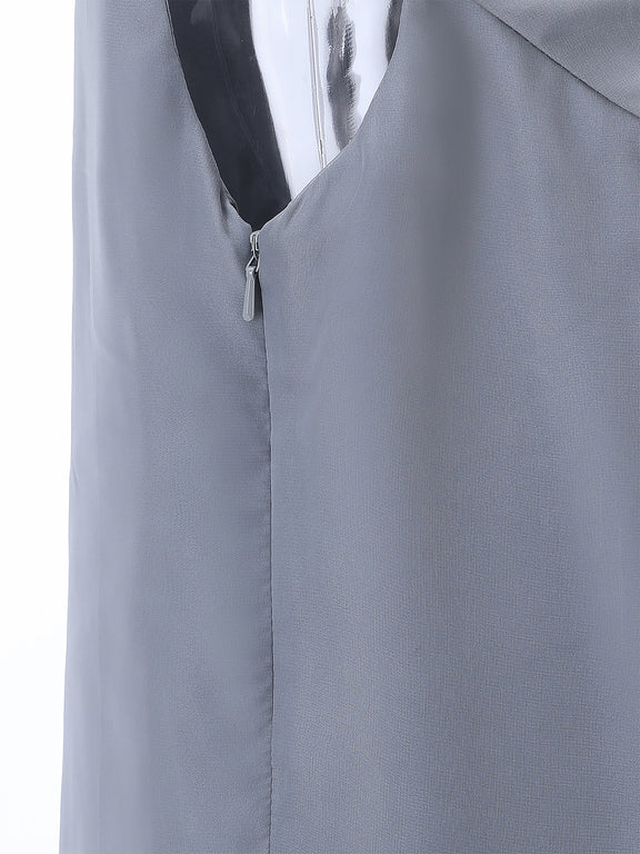 Cicinia Silver Mother Of The Groom Dress Long Chiffon Lace A-line Floor Length Short Sleeves
