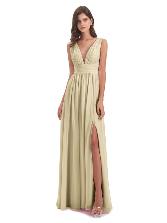 Gold & Champagne Bridesmaid Dresses – Lace & Beads