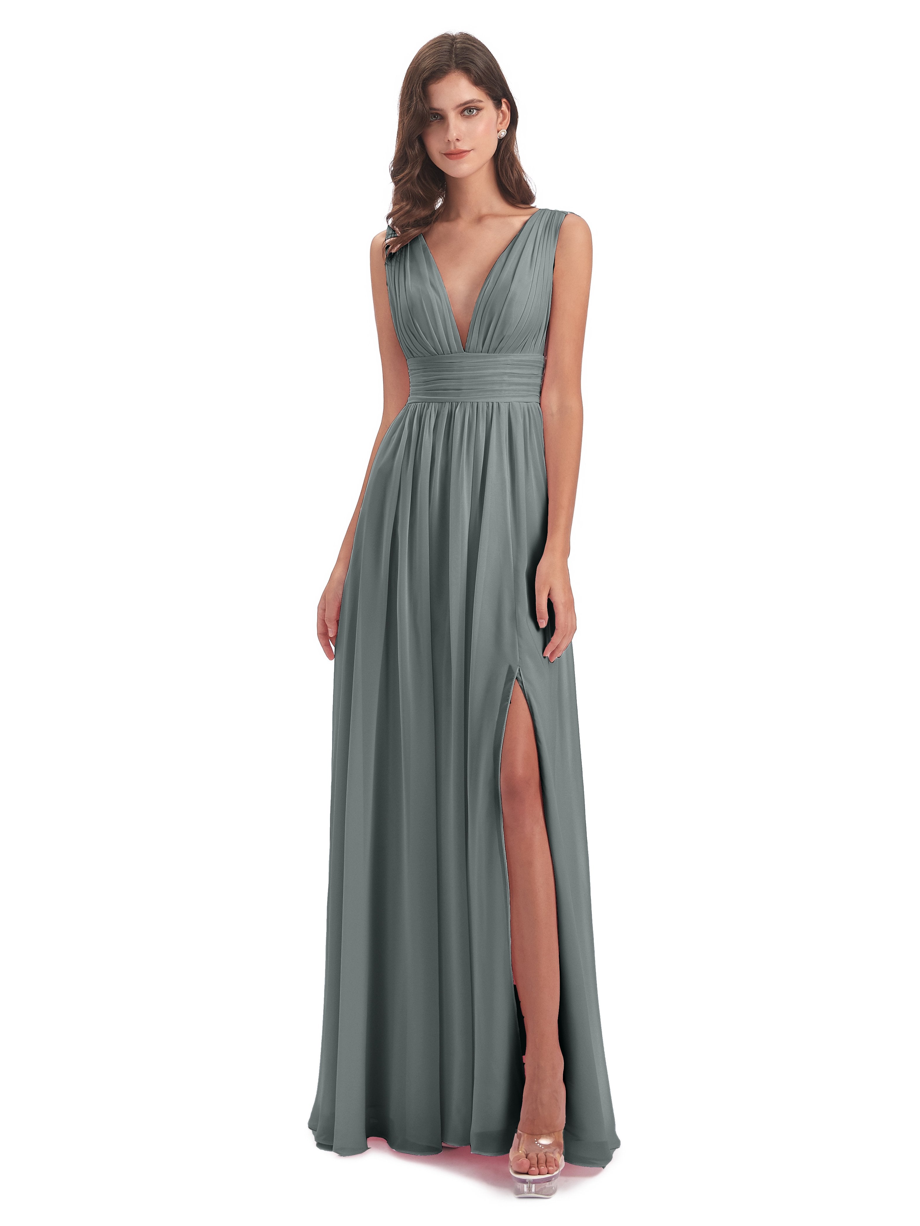 Tulle chiffon Affordable Grey Bridesmaid Dresses Cicinia