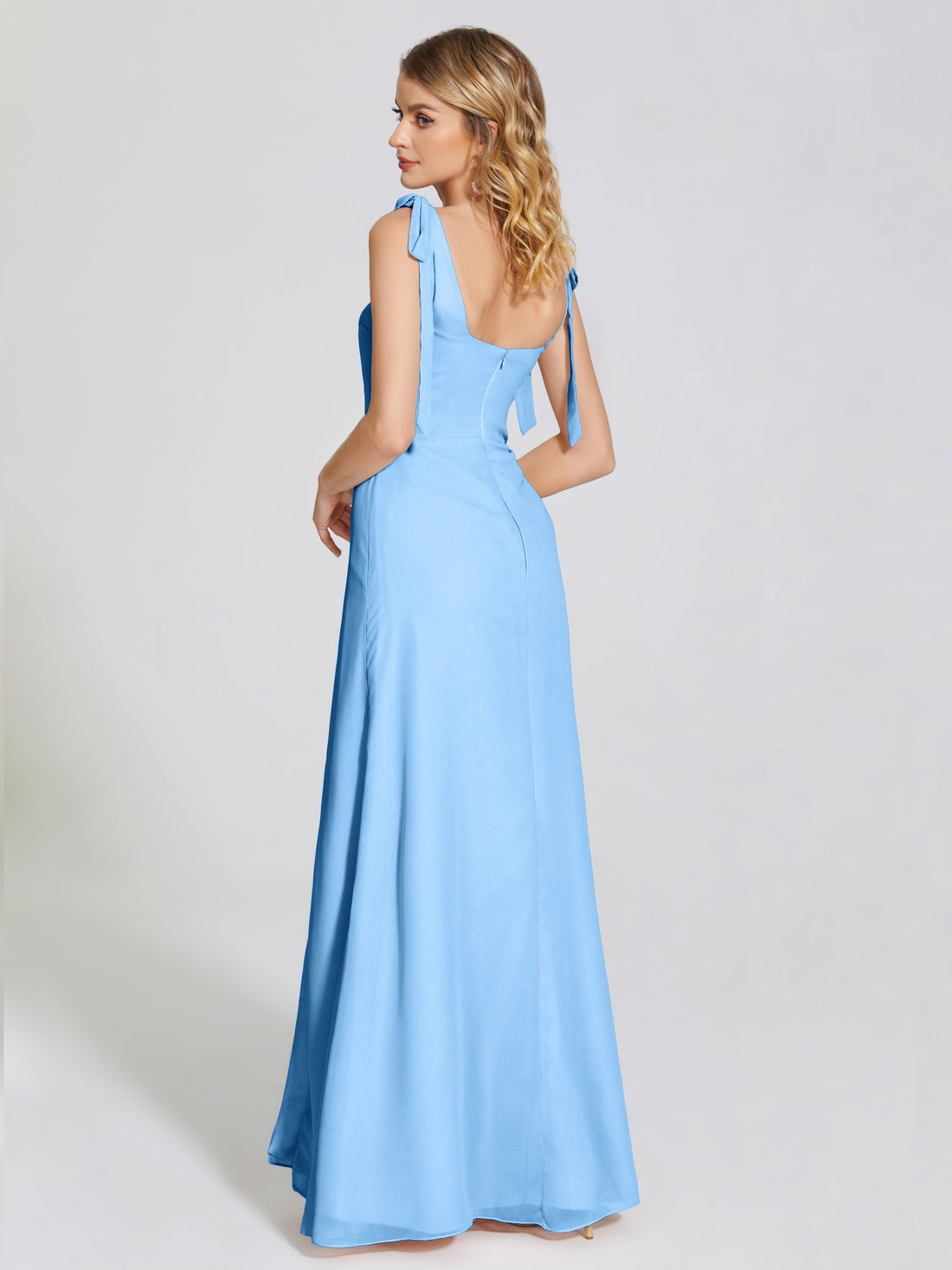 Simple Chiffon Bridesmaid Dress with Square Neck Tahiti