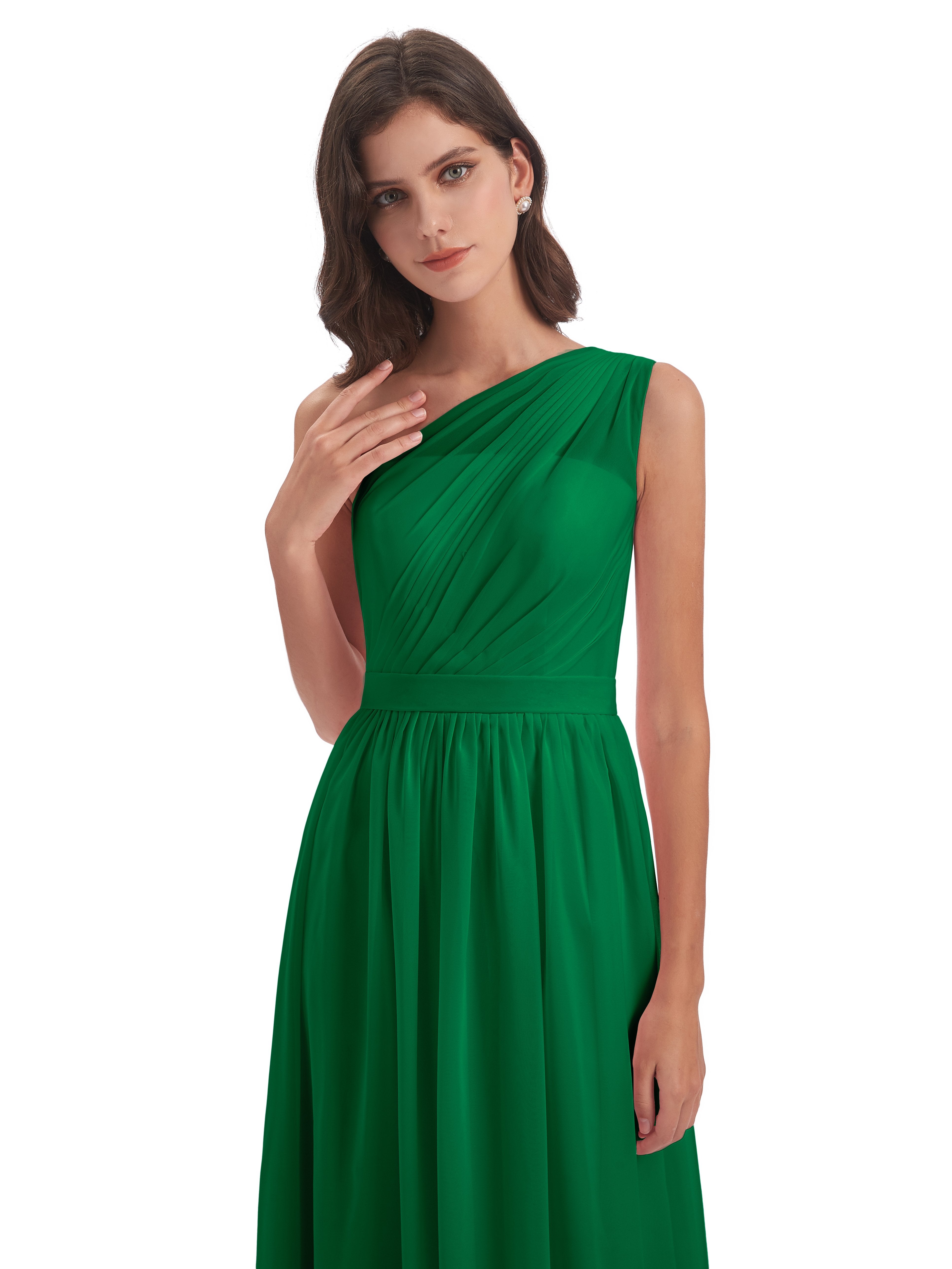 Molly One Shoulder Floor Length Chiffon Bridesmaid Dresses