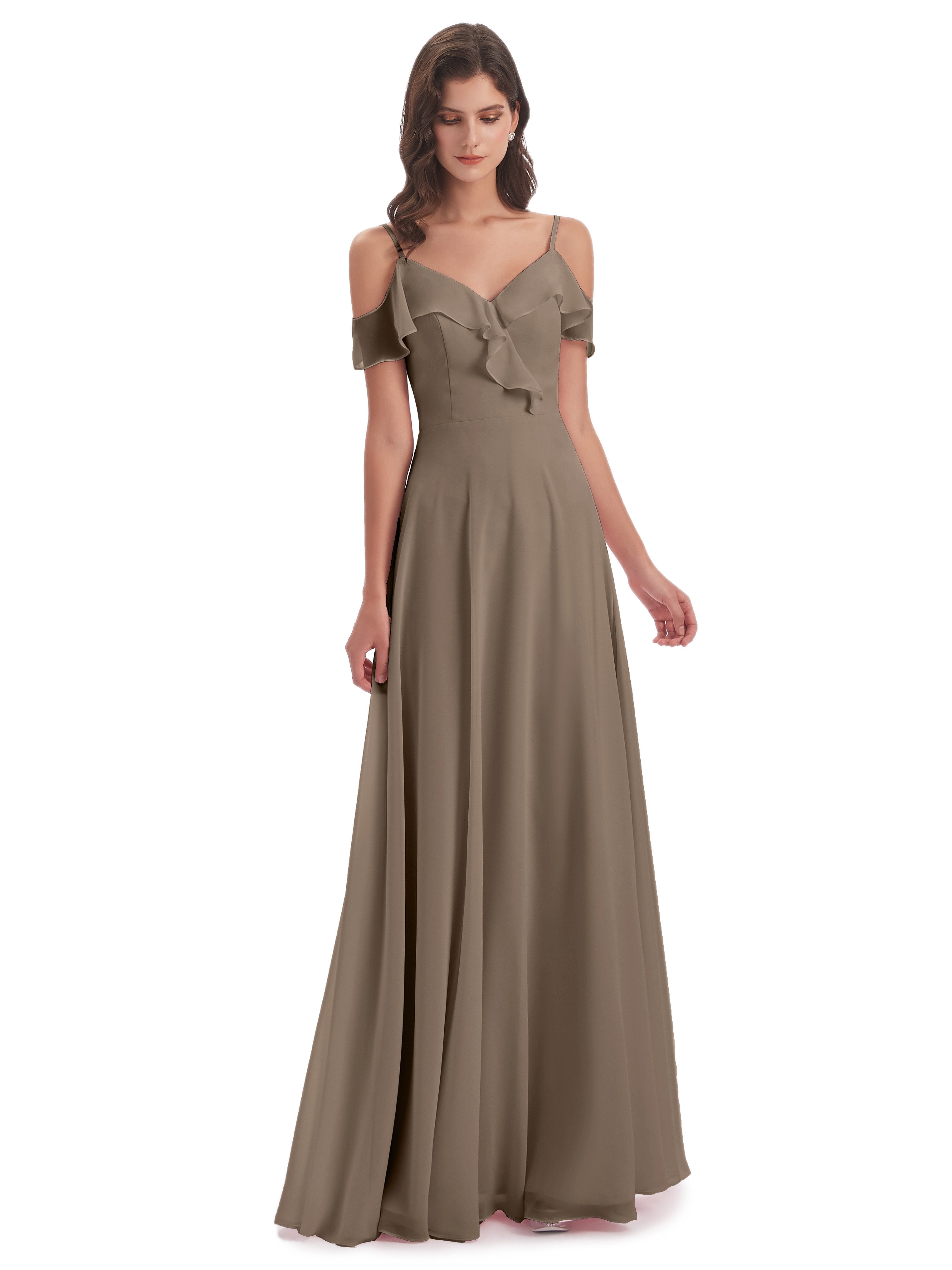 Myla Flowy Sheath Column Long Chiffon Bridesmaid Dresses