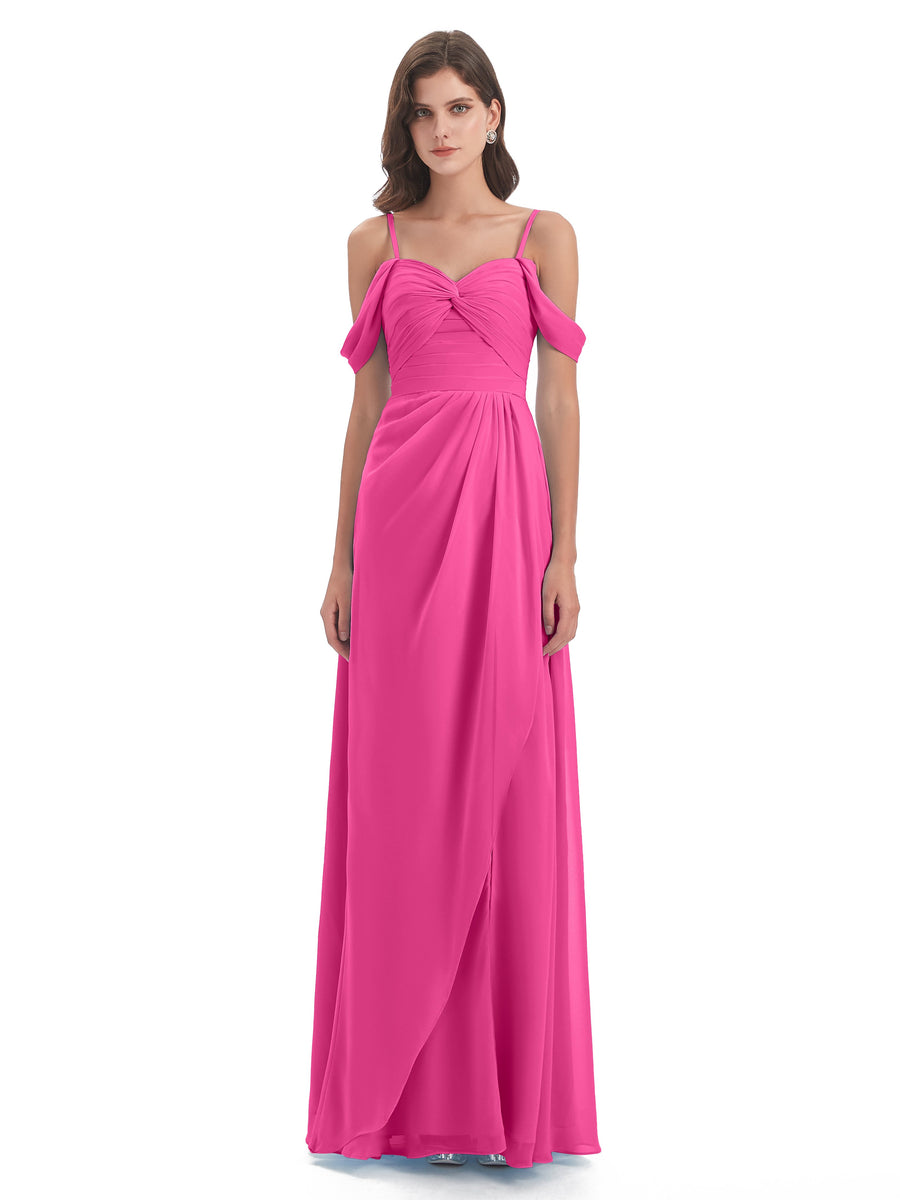 Full-length Spaghetti Straps Chiffon Gown Orchid main image 1