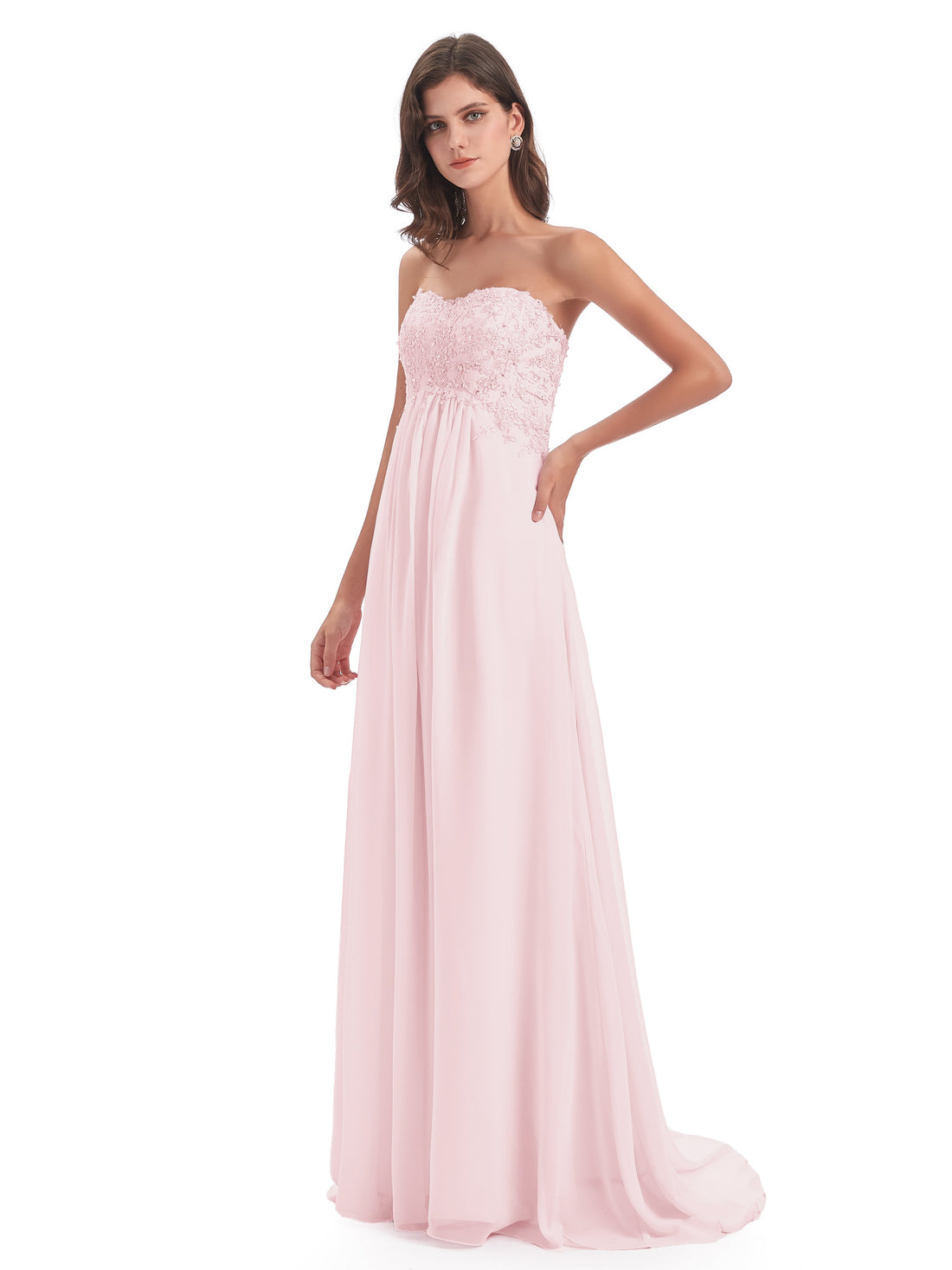 Charlize Trumpet/Mermaid V-Neck Lace Natural Waist 3/4 Length Sleeve Sweep-Brush Train Bridesmaid Dresses main image 1