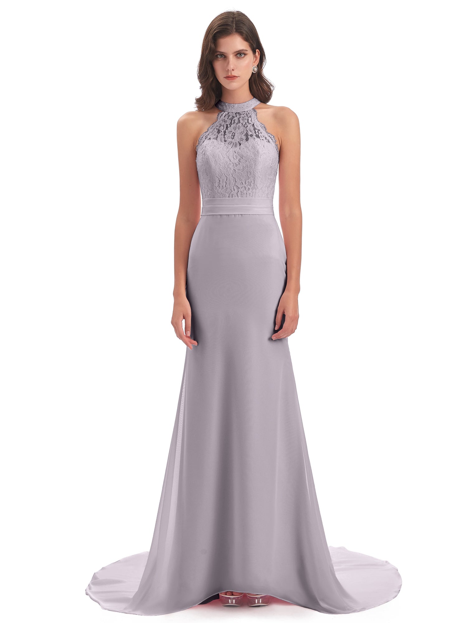 Halter Neck Embroidered Evening Gown, 53% OFF