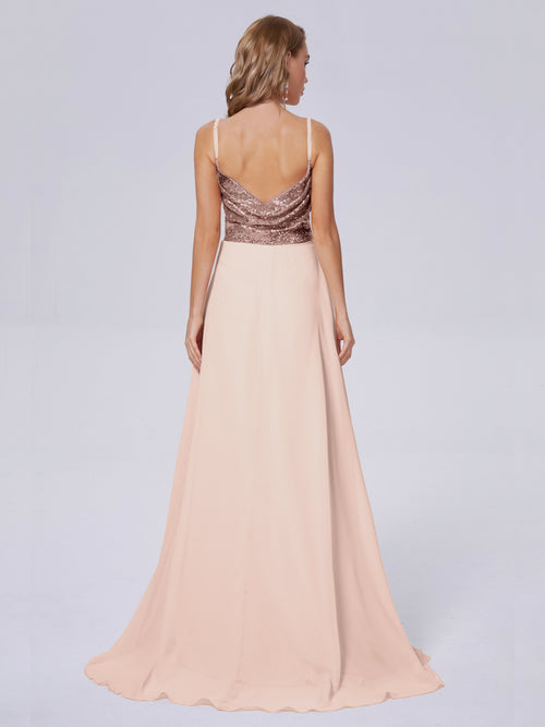 Alaina Sparkly Split Sequin Long Bridesmaid Dresses