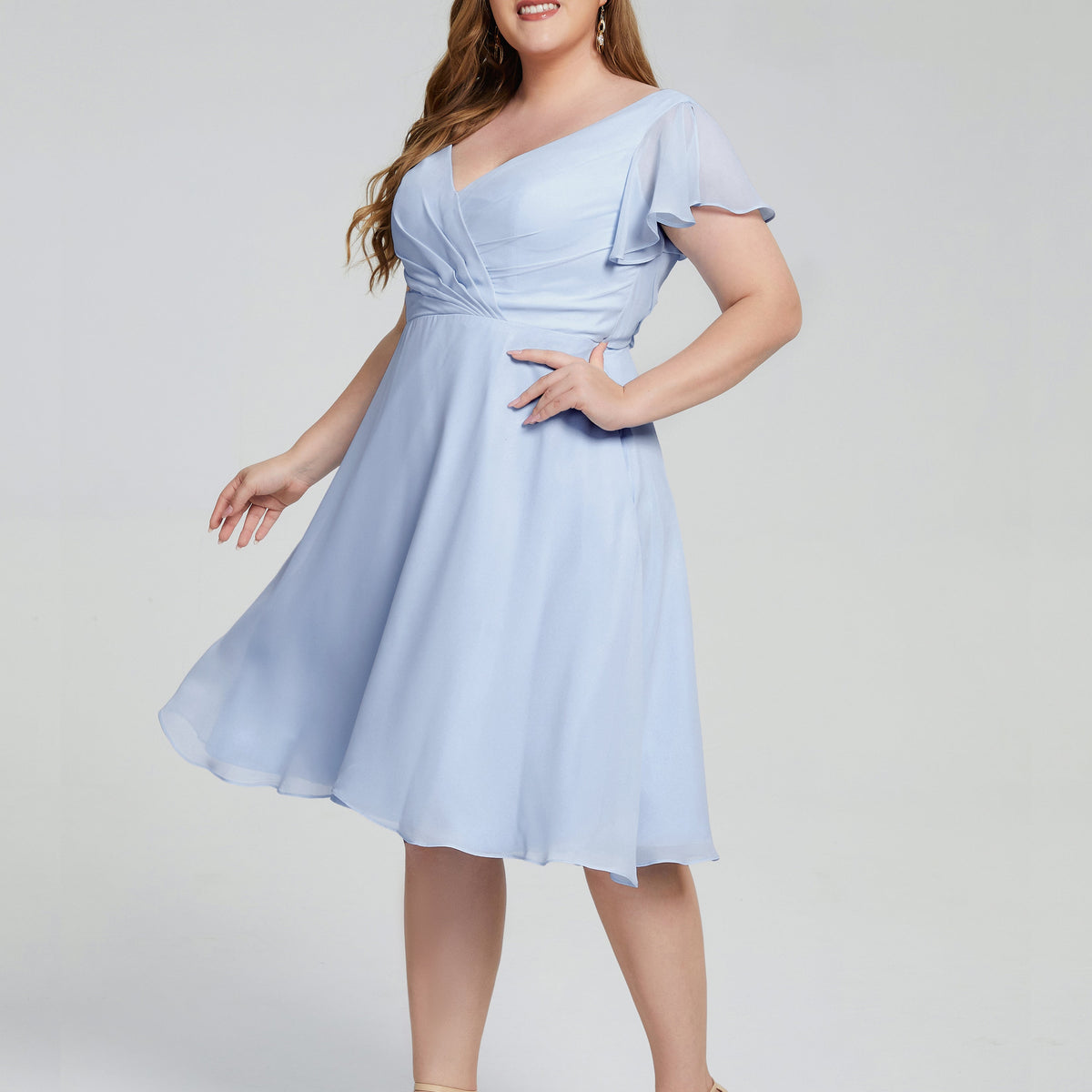 Plus size knee length bridesmaid dresses deals