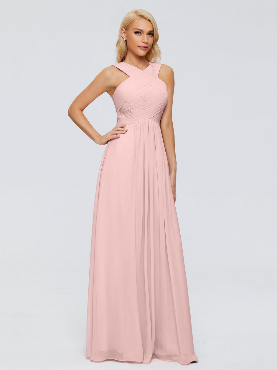 Cicinia Pleats Chiffon Dusty Rose Mother Of The Bride Dress Plus Size Long Floor Length A-line main image 0