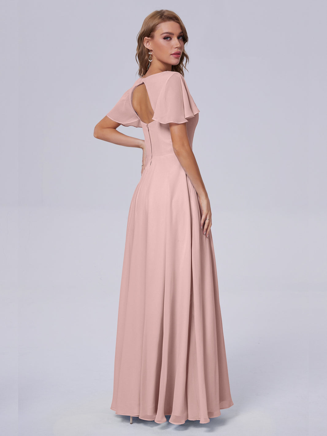 Cicinia Pleats Chiffon Dusty Rose Mother Of The Bride Dress Plus Size Long Floor Length A-line