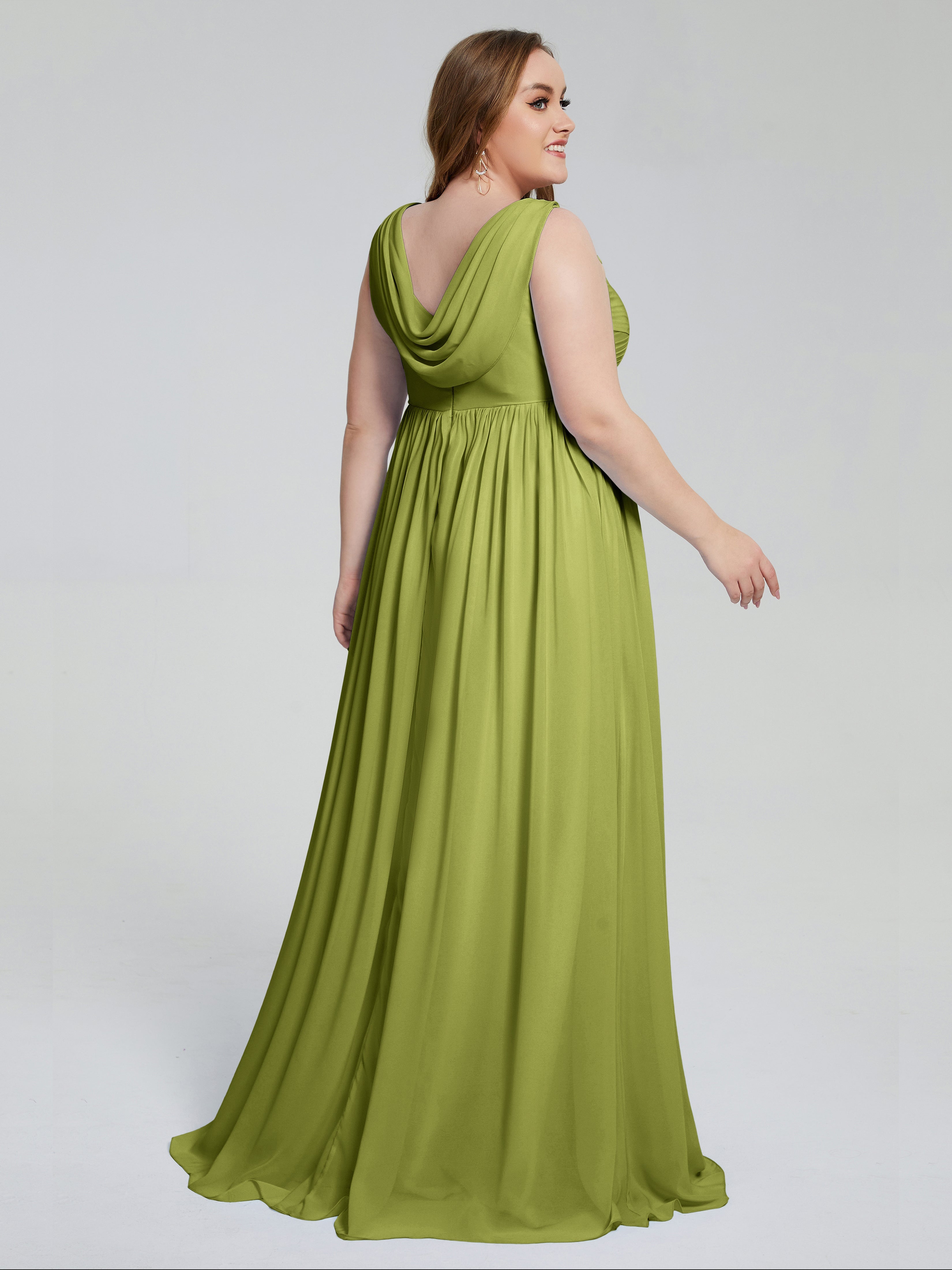 Angelina Modest Straps V neck Plus Size Bridesmaid Dresses