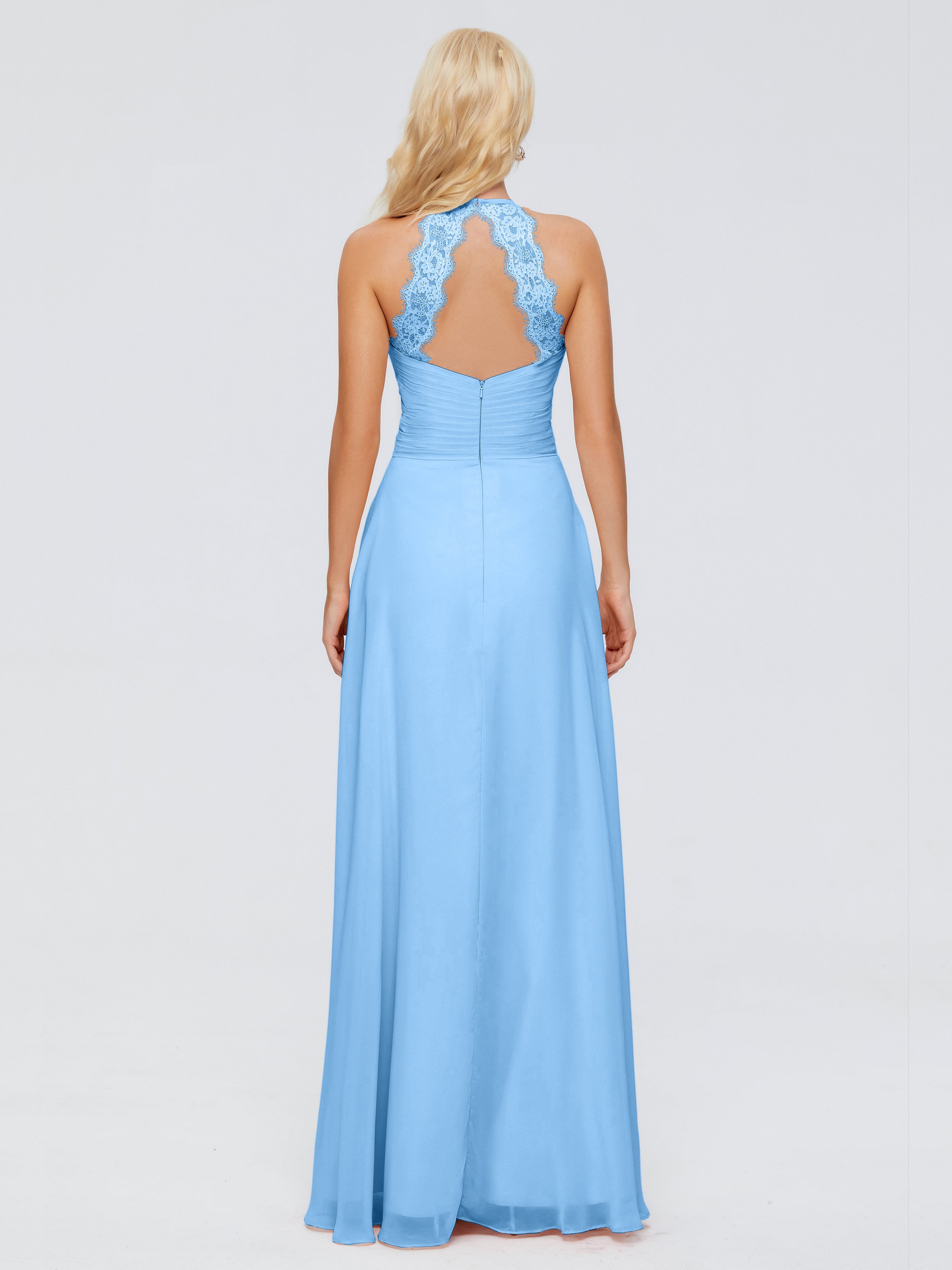 Arya Unique Halter Chiffon Long Bridesmaid Dresses