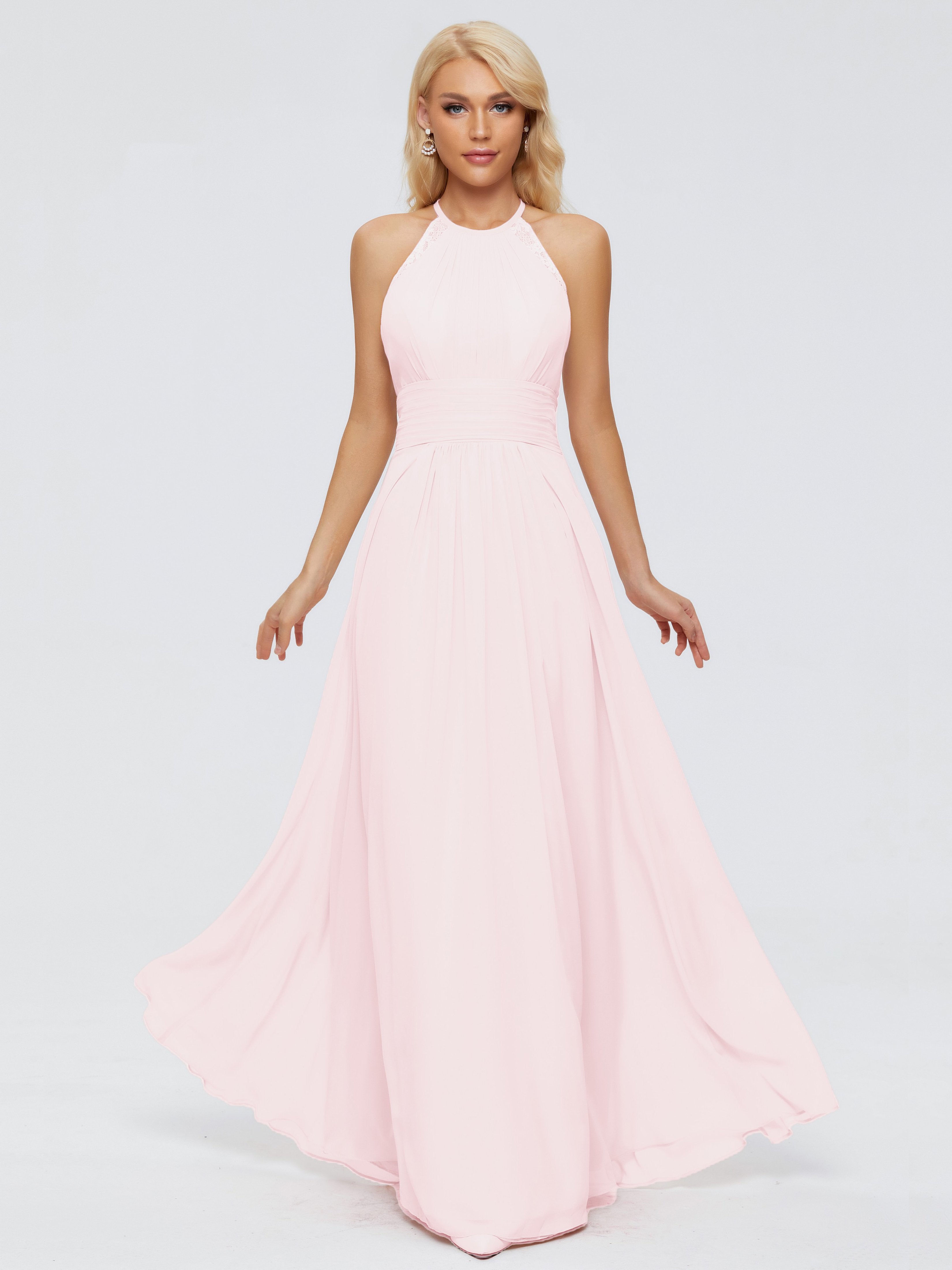 Arya Unique Halter Chiffon Long Bridesmaid Dresses