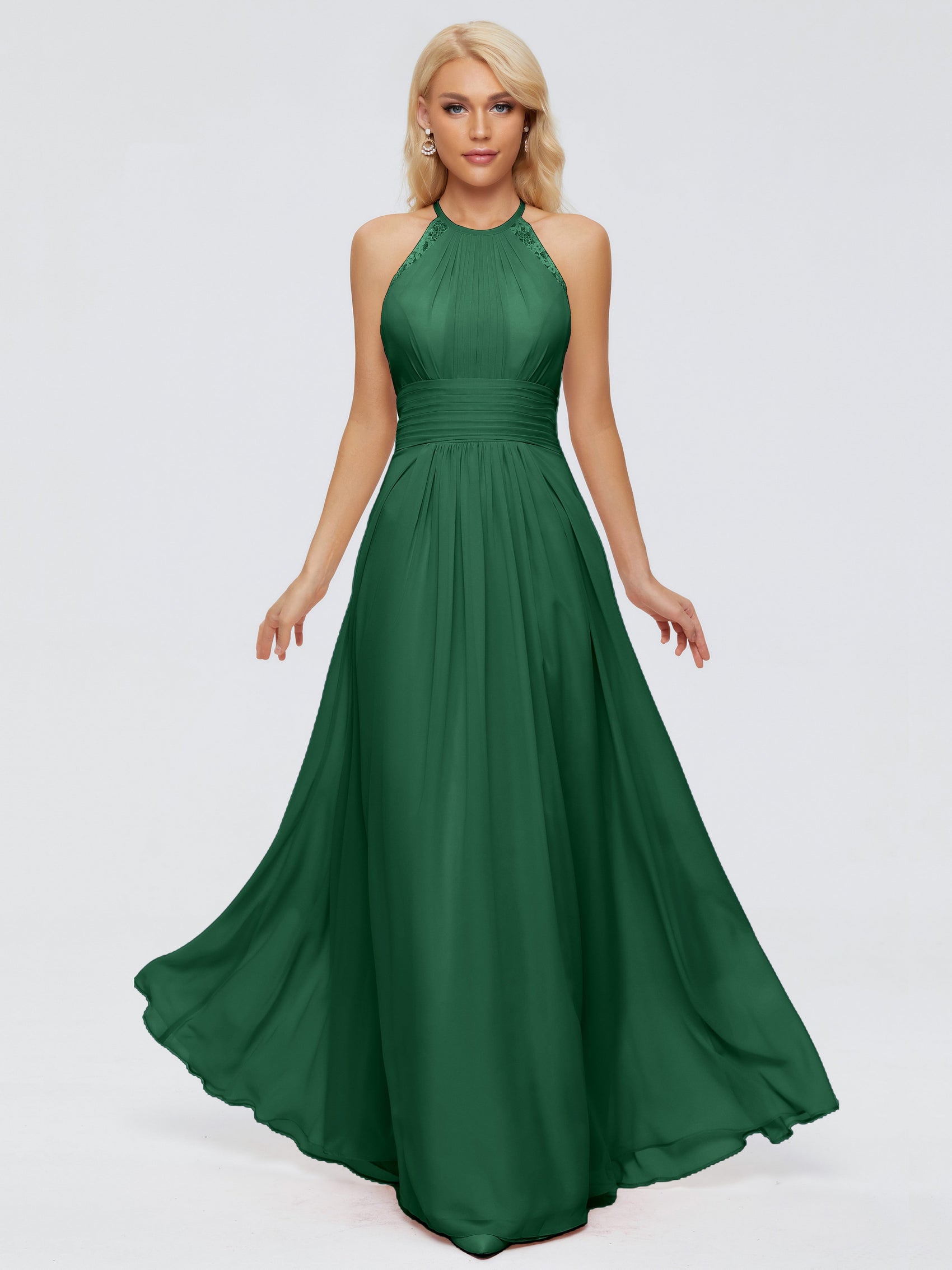Arya Unique Halter Chiffon Long Bridesmaid Dresses