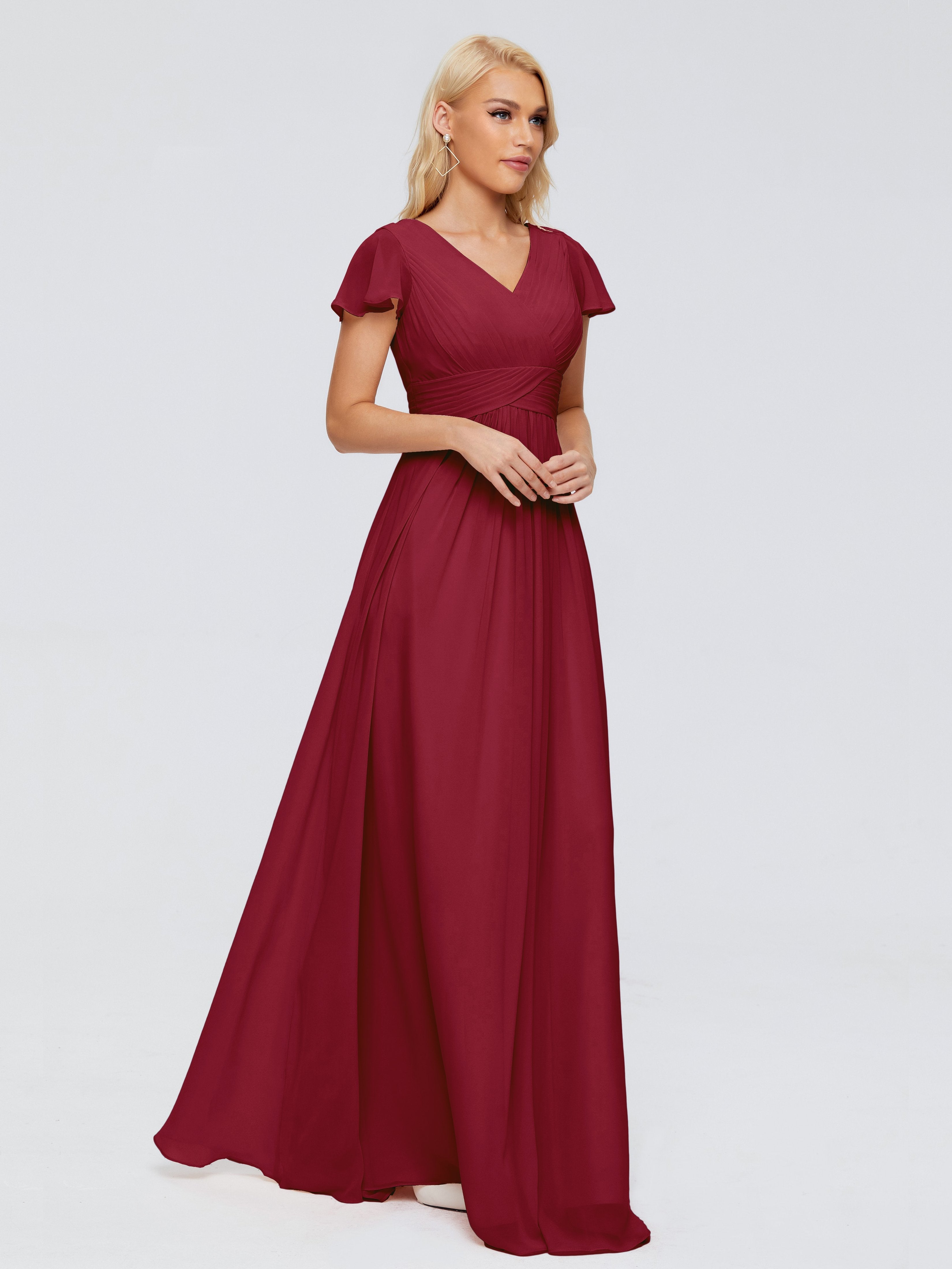 Burgundy cap sleeve dress best sale