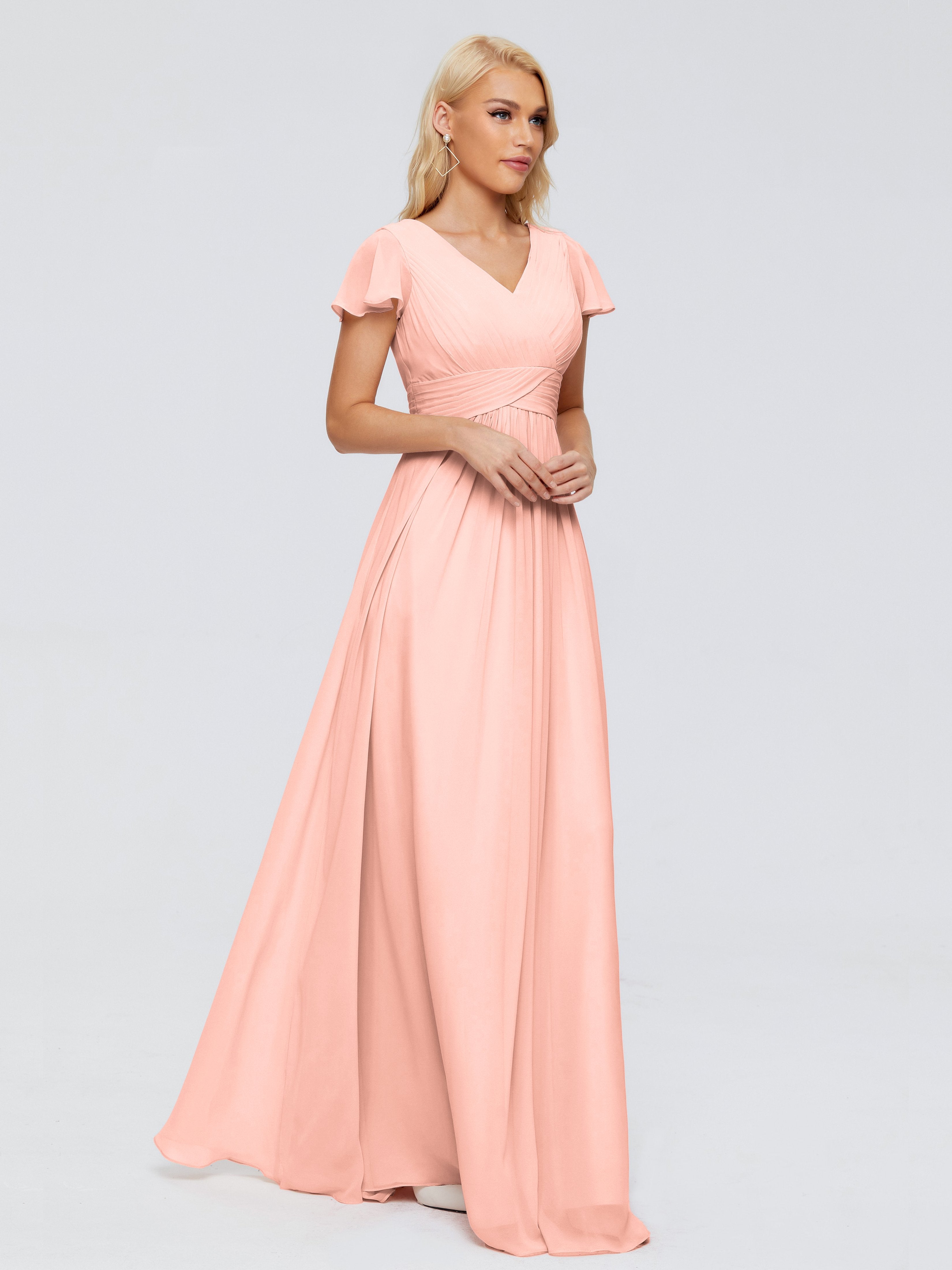 Charlie Cap Sleeves Elegant Chiffon Bridesmaid Dresses