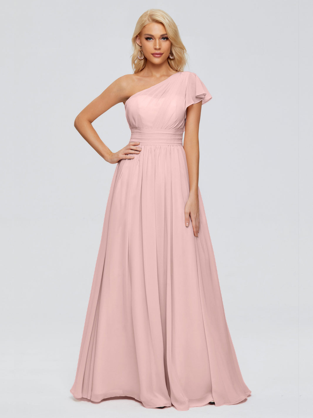 Cicinia Dusty Rose Mother Of The Bride Dress Long Satin A-line Floor Length One Shoulder