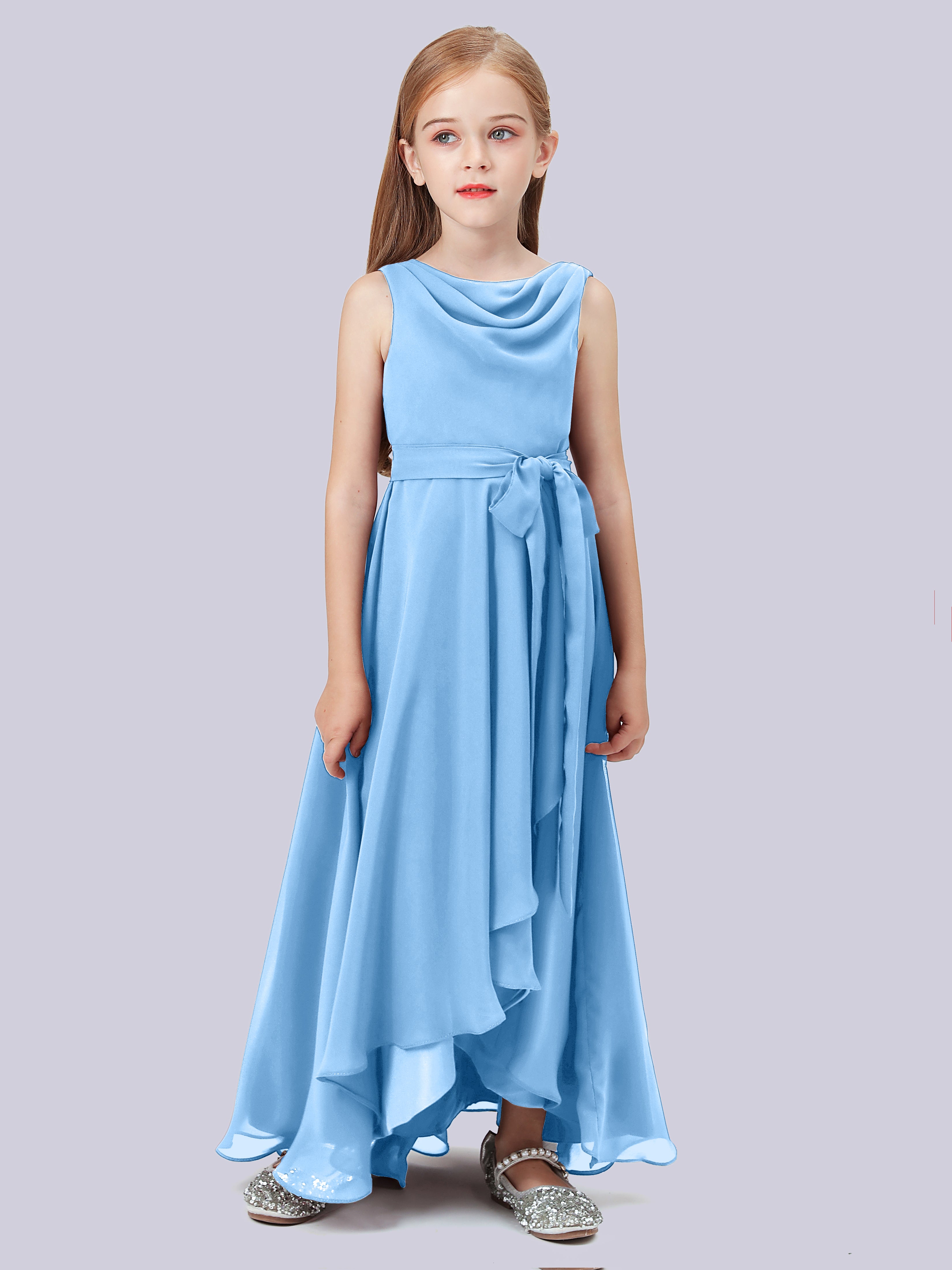 Cowl Junior Bridesmaid Dress with Cascade