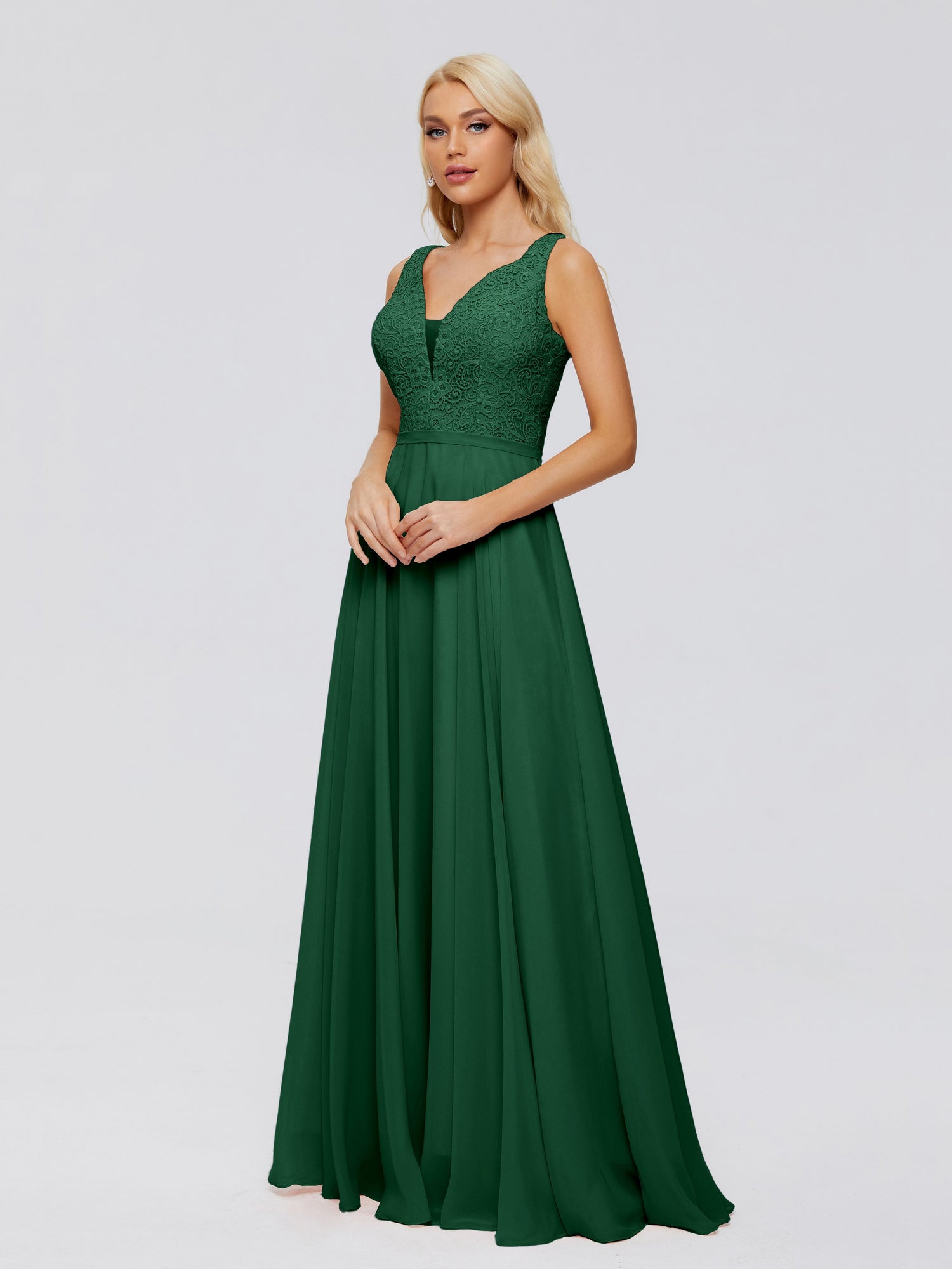 Eliza' Deep Plunge Dress - Emerald