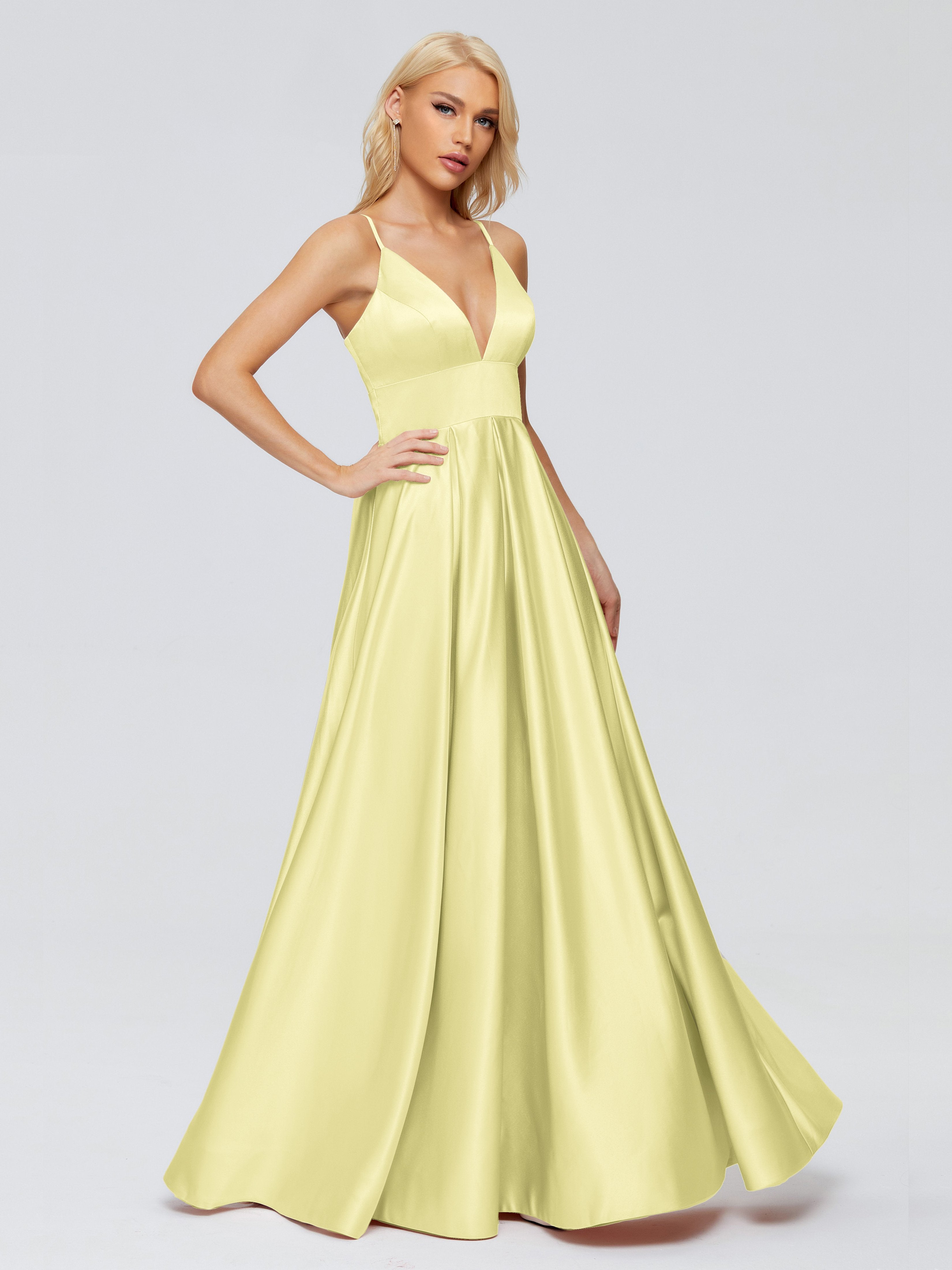 Spaghetti fashion strap silk prom dress