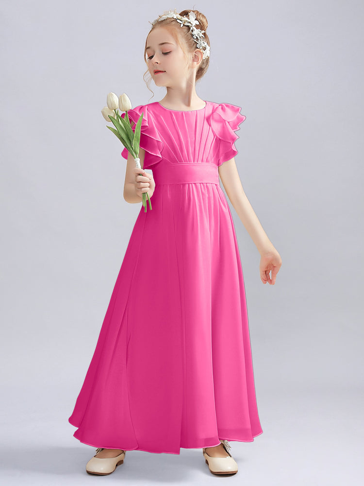 Halter Neckline Chiffon Junior Bridesmaid Dresses Chocolate