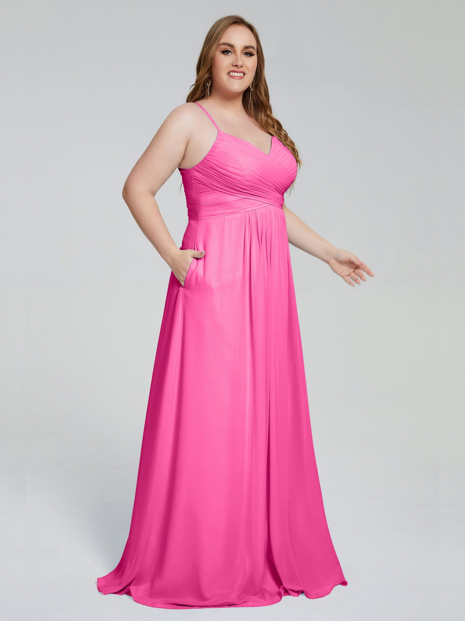 Chiffon Bridesmaid Dresses with Spaghetti Strap Sage Plus Size