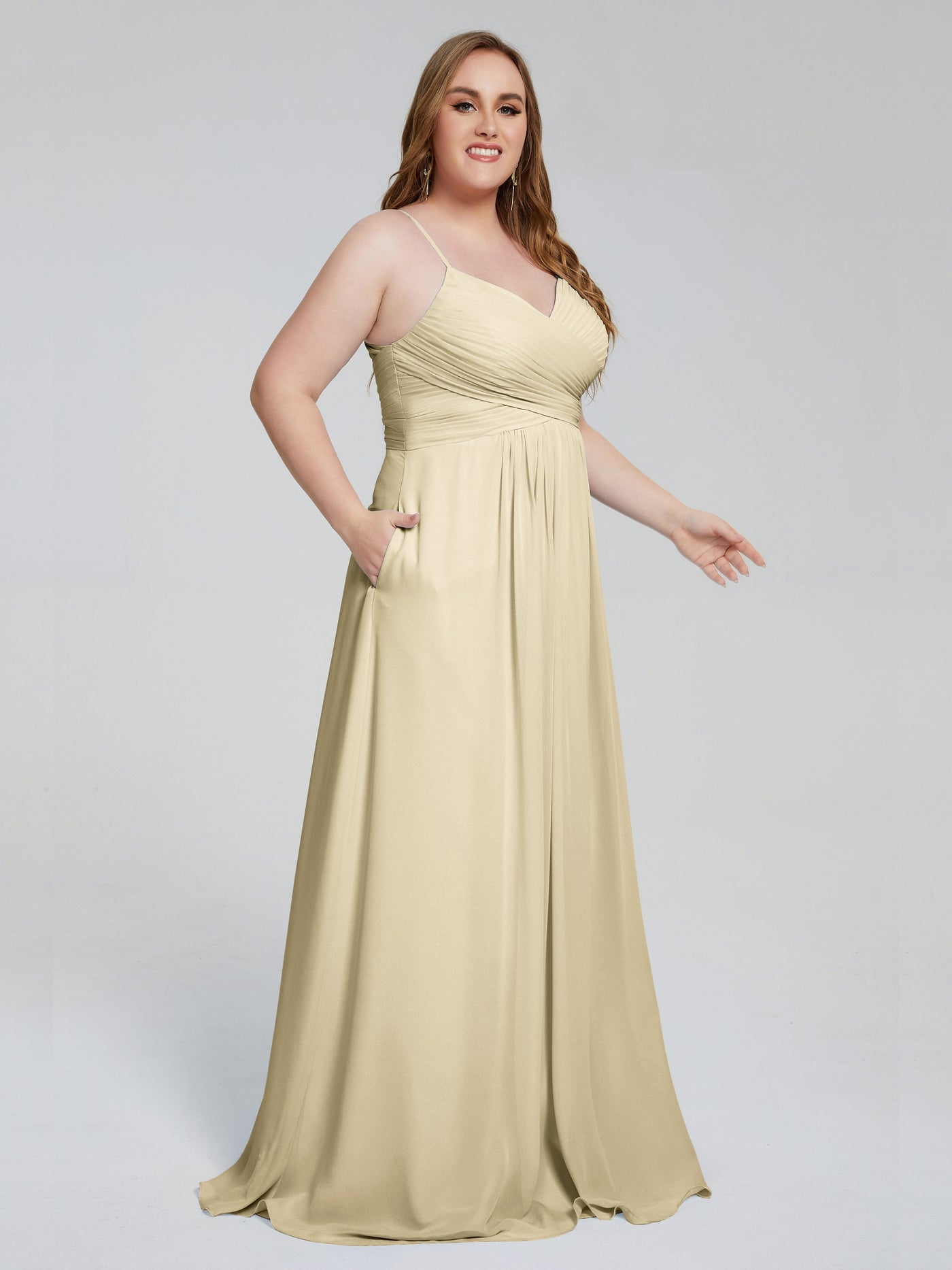 Julianna Modest Spaghetti Straps Plus Size Bridesmaid Dresses