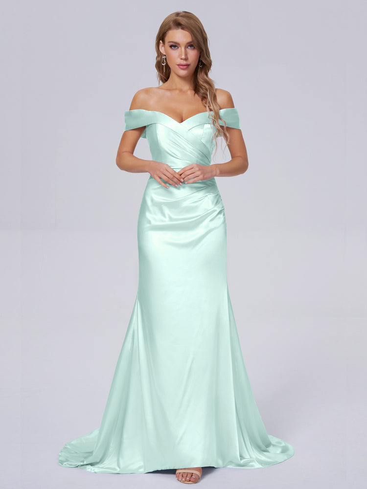 Juliette Off the Shoulder Hourglass Soft Satin Bridesmaid Dresses