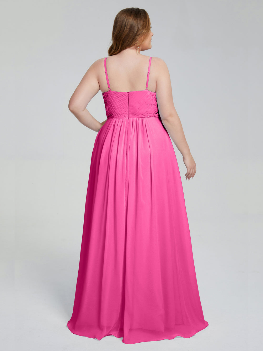 Empire Bridesmaid Gown with Spaghetti Strap Burgundy Plus Size