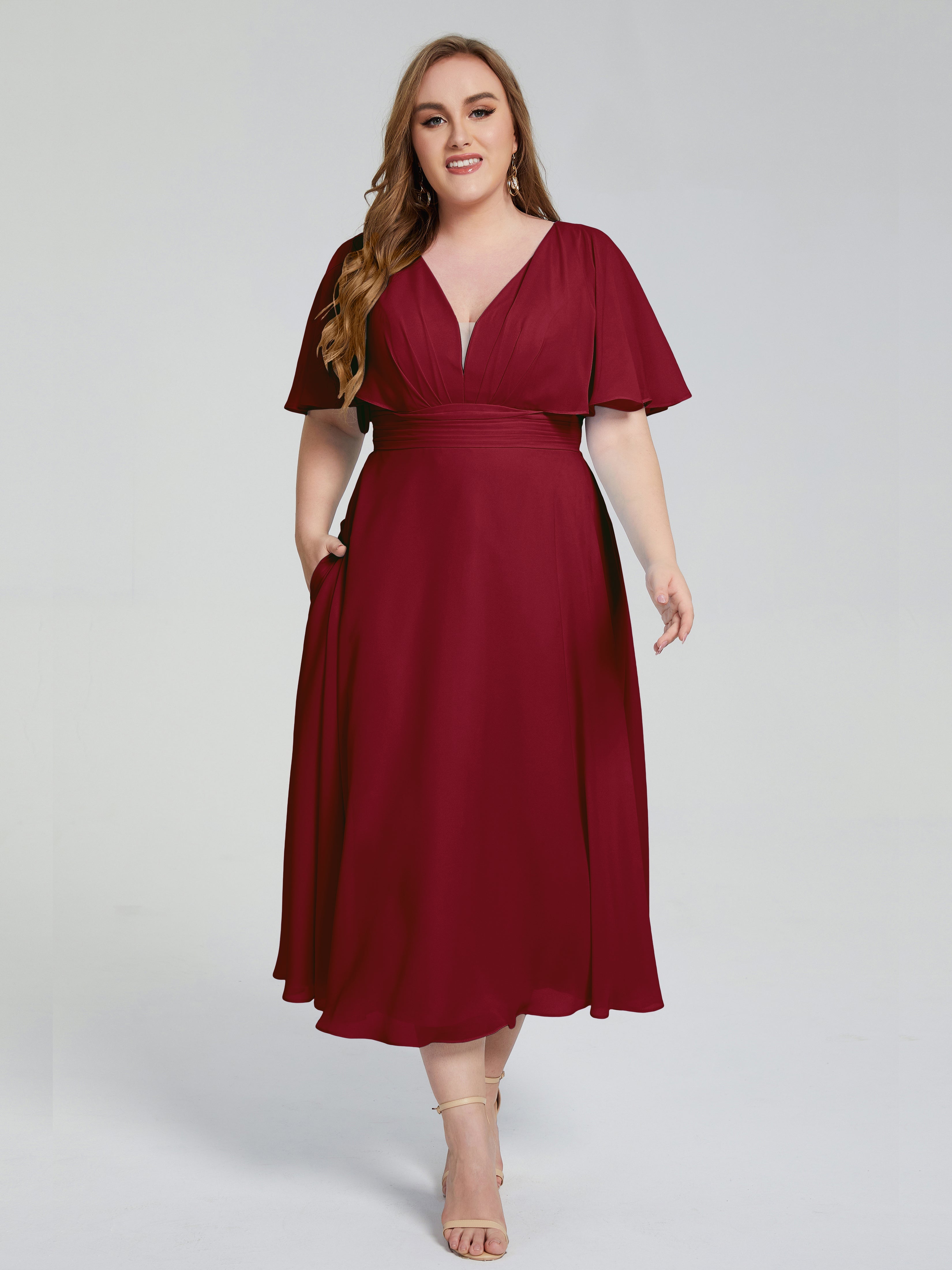 Lucia Graceful V back Plus Size Bridesmaid Dresses