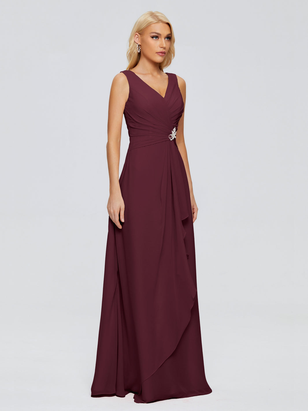 Cicinia Dusty Rose Mother Of The Bride Dress Long Chiffon Lace A-line High Low Hemline Layered