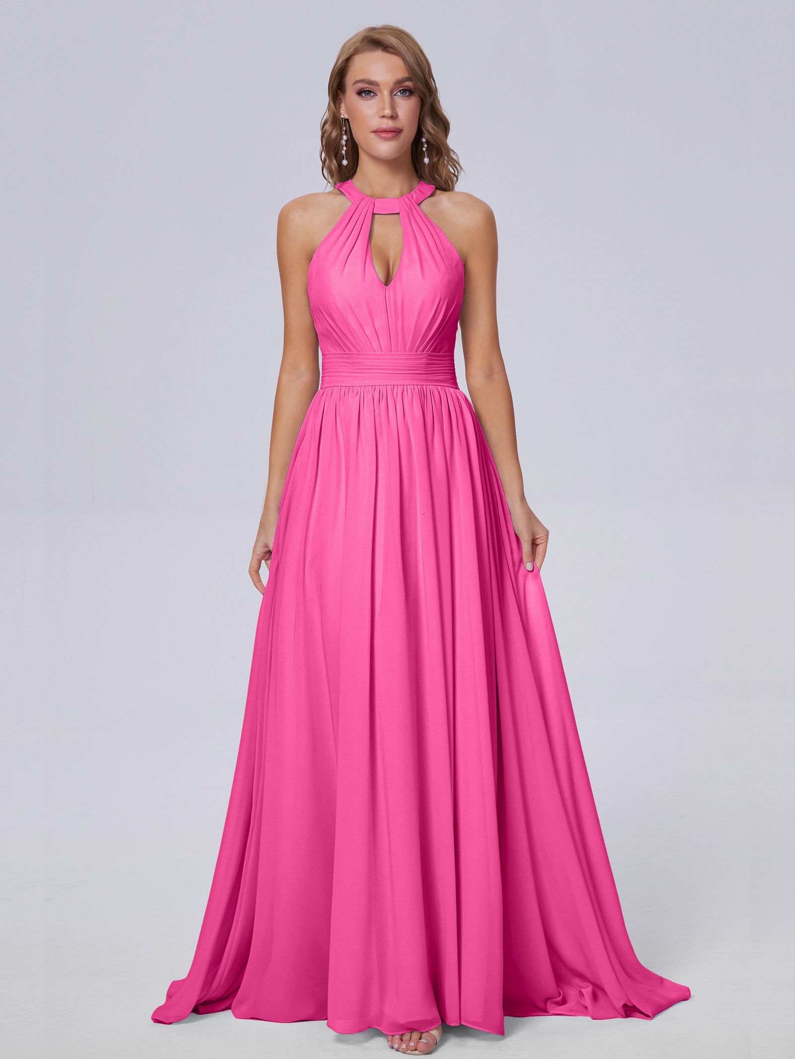 Nicole Sweep Train Chiffon Bridesmaid Dresses