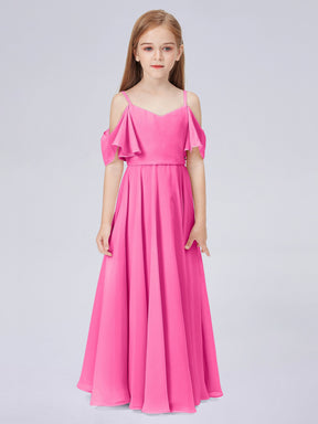 Two Layers Ruffles Junior Bridesmaid Dresses Papaya