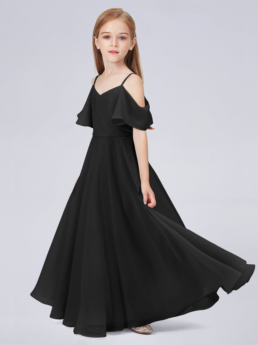 Gorgeous One Shoulder Junior Bridesmaid Dresses with Pleated Black
