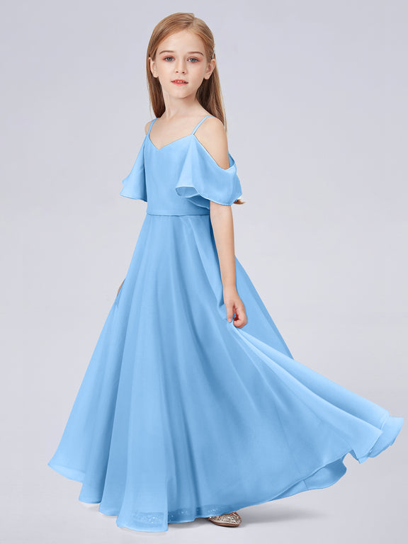 Two Layers Ruffles Junior Bridesmaid Dresses Sage