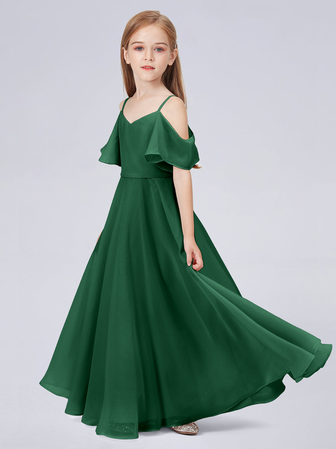 One Shoulder Pleated Junior Bridesmaid Dress With Flowers Rust