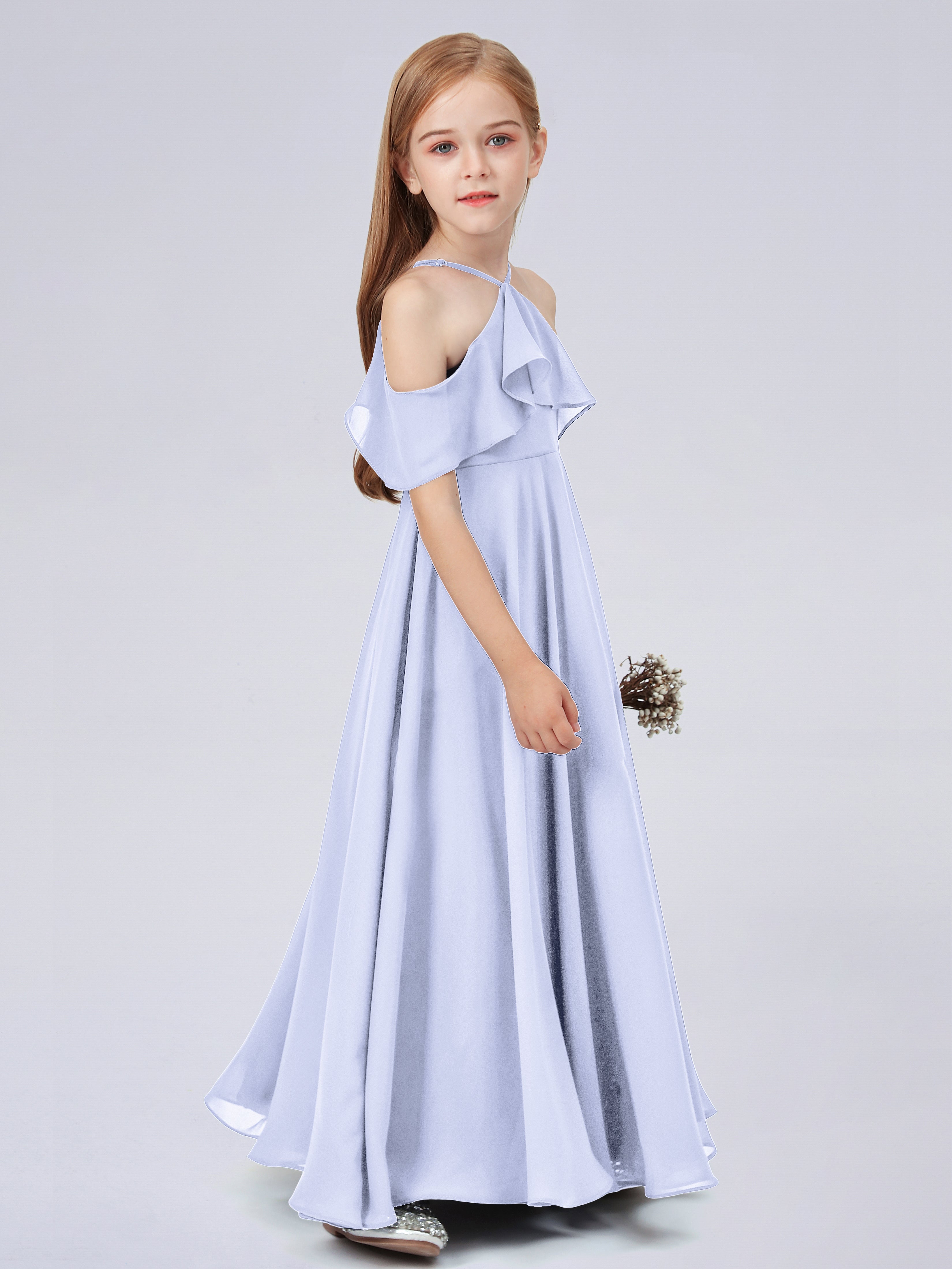 Off Shoulder Chiffon Junior Bridesmaid Dress