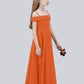 Off Shoulder Stretch Chiffon Junior Bridesmaid Dress