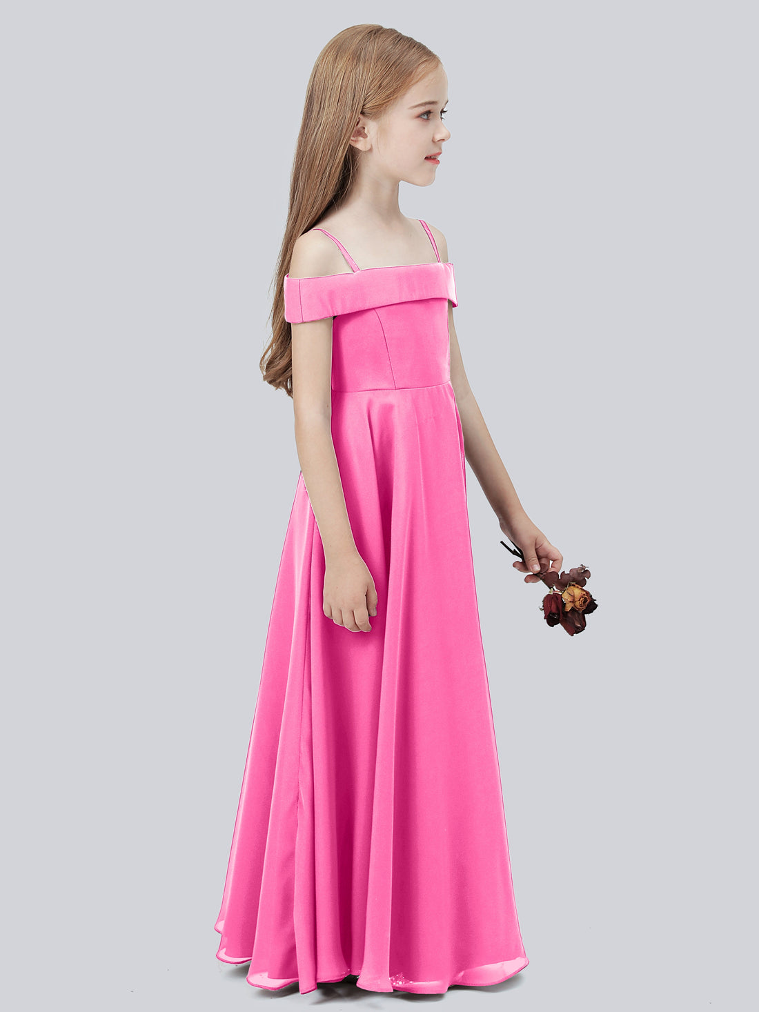 Off-the-shoulder Halter Chiffon Junior Bridesmaid Dress Orchid