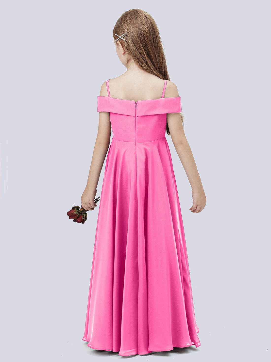 Off Shoulder Chiffon A-Line Junior Bridesmaid Dresses Azalea