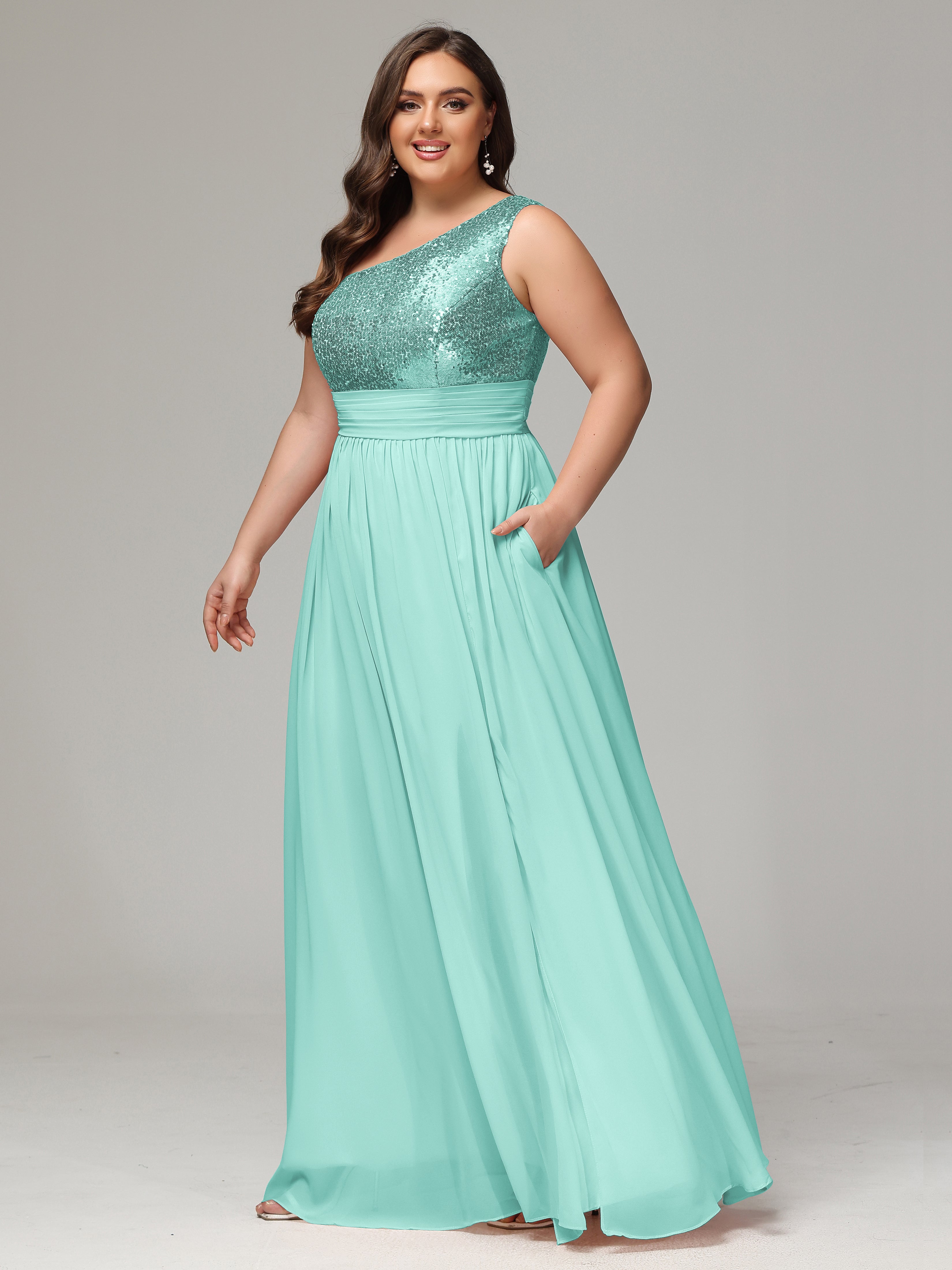 Teal green fashion plus size dress