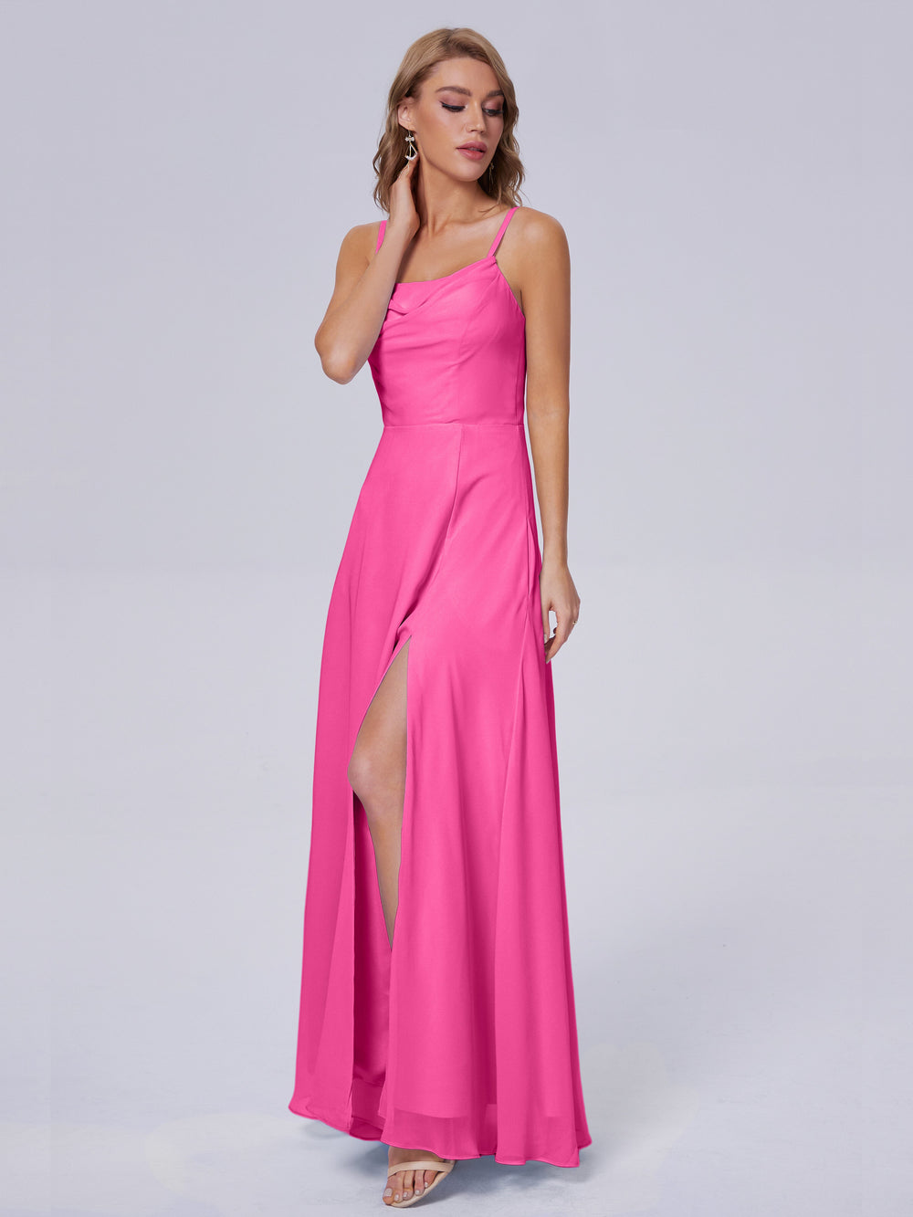 Spaghetti Straps Scoop Chiffon Junior Bridesmaid Dress Chocolate main image 0