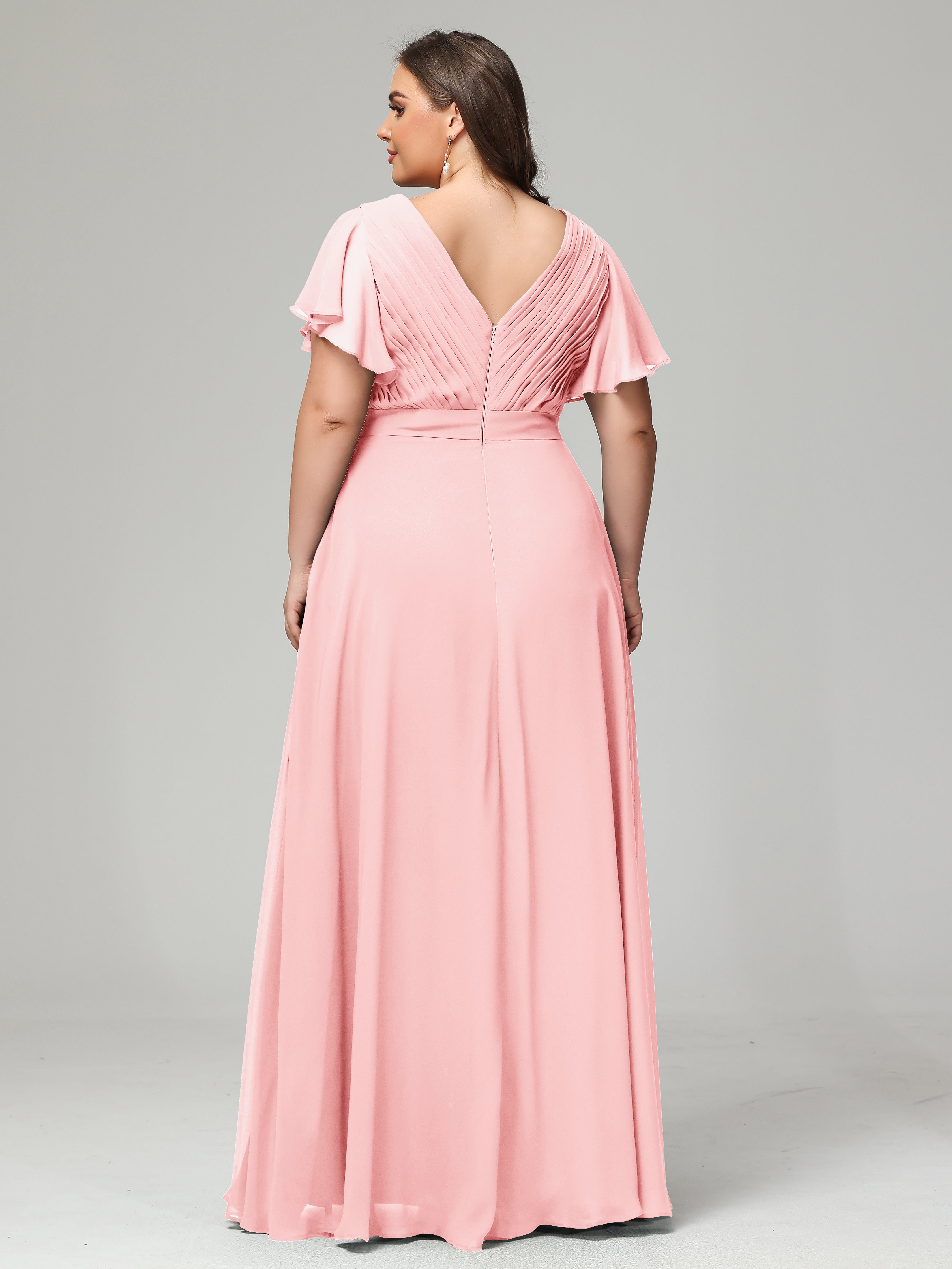 Plus size blush dress with sleeves best sale