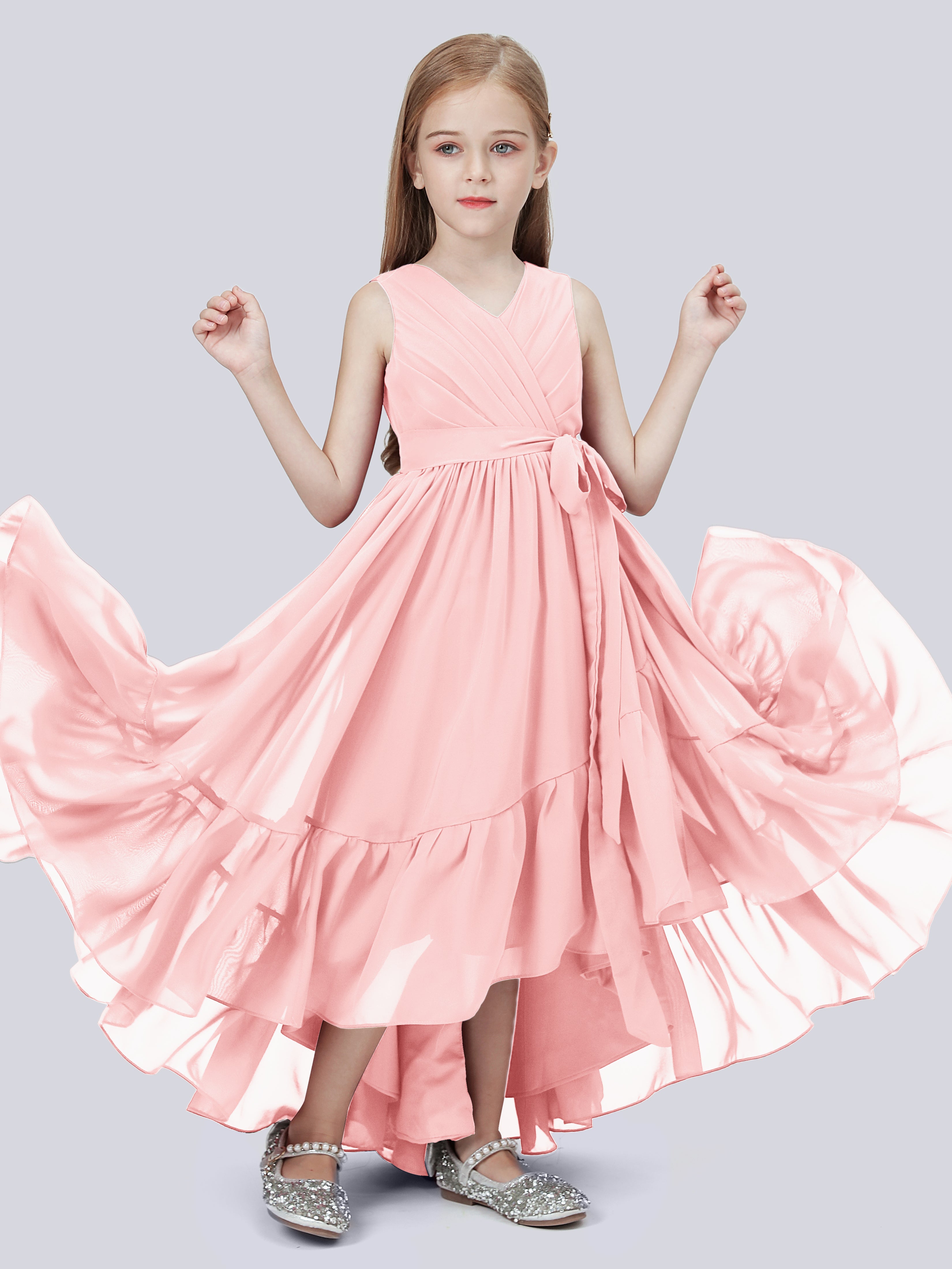 Chiffon High-Low Junior Bridesmaid Dress