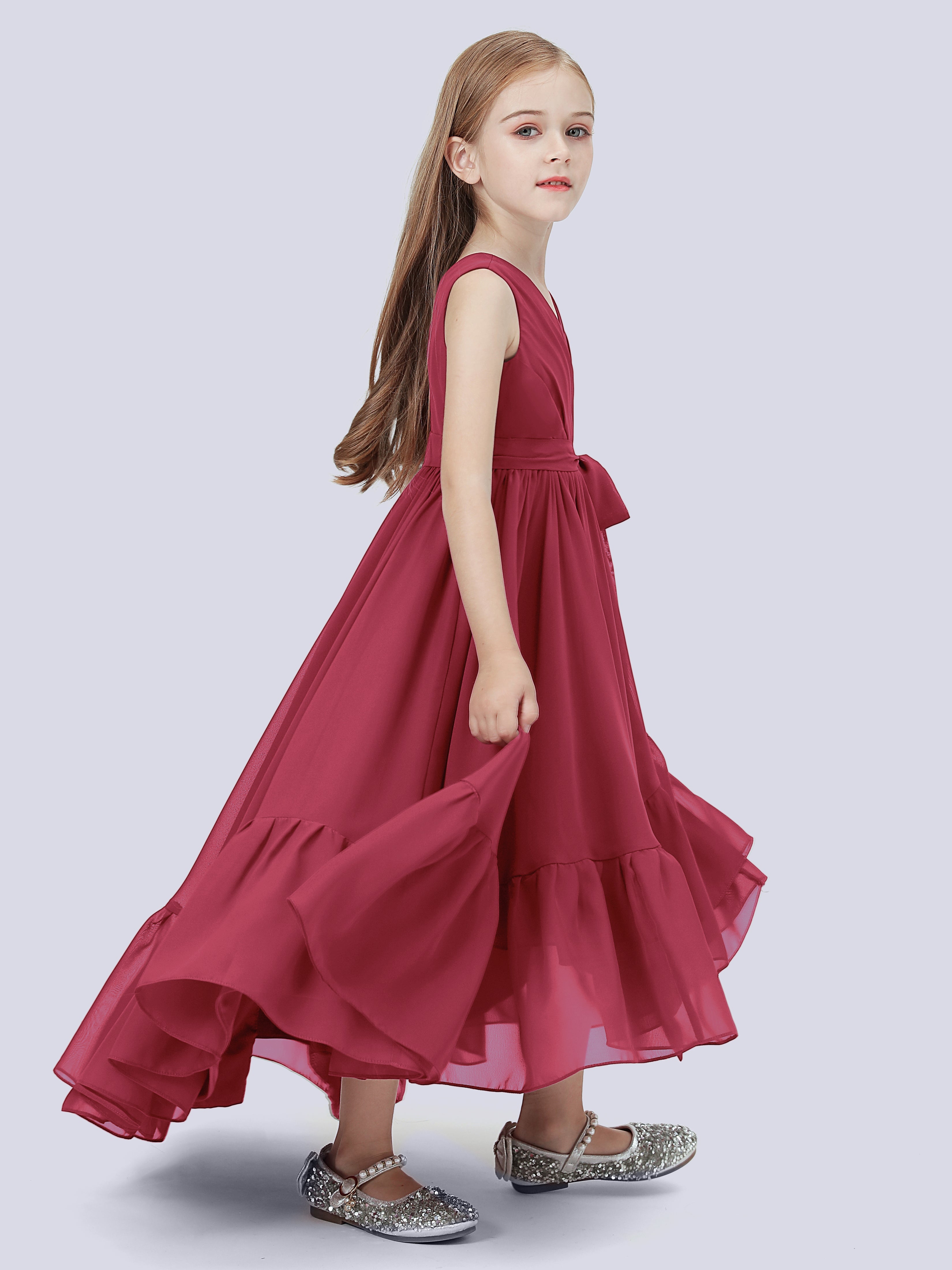 Chiffon High-Low Junior Bridesmaid Dress