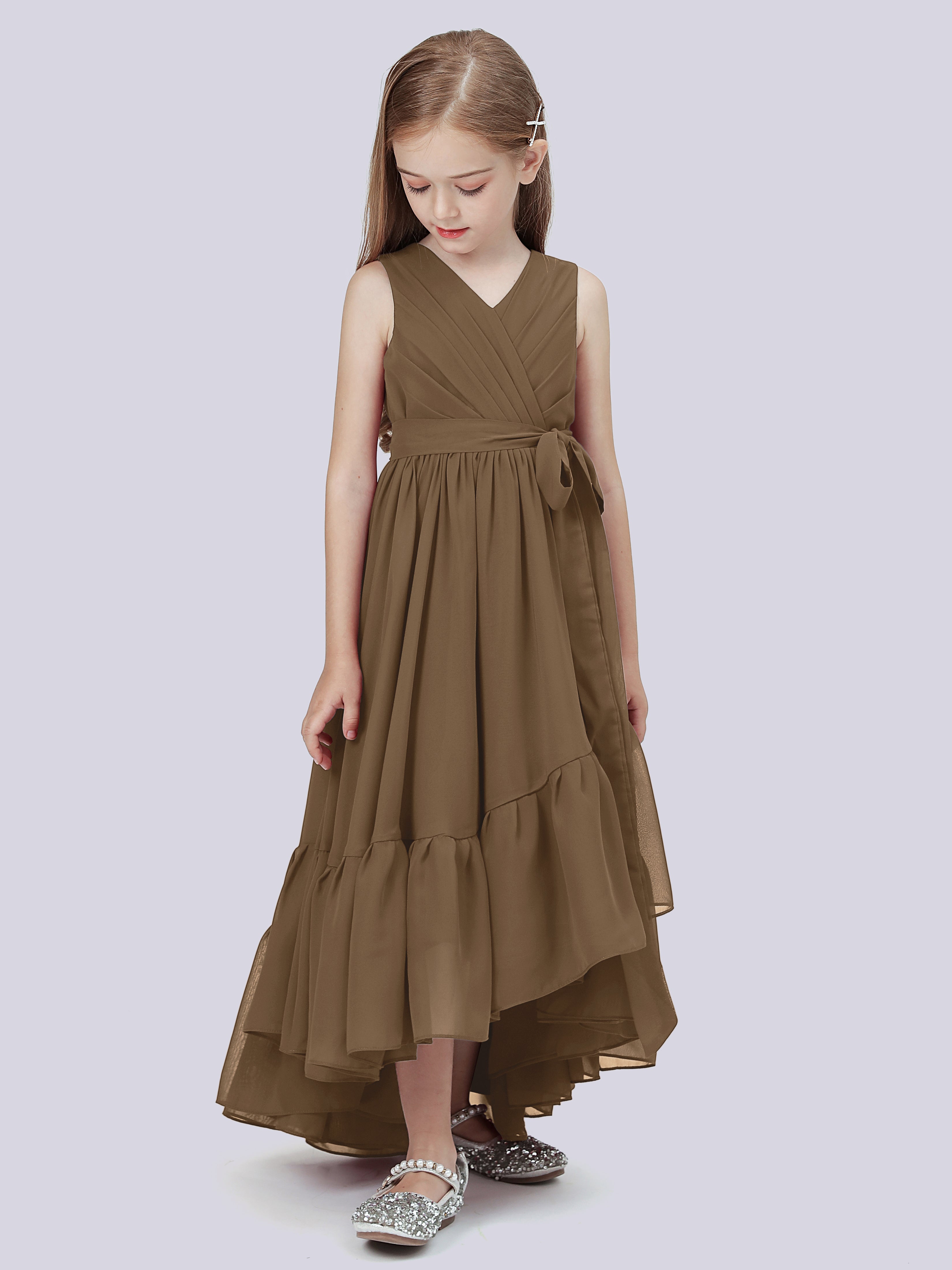 Chiffon High-Low Junior Bridesmaid Dress